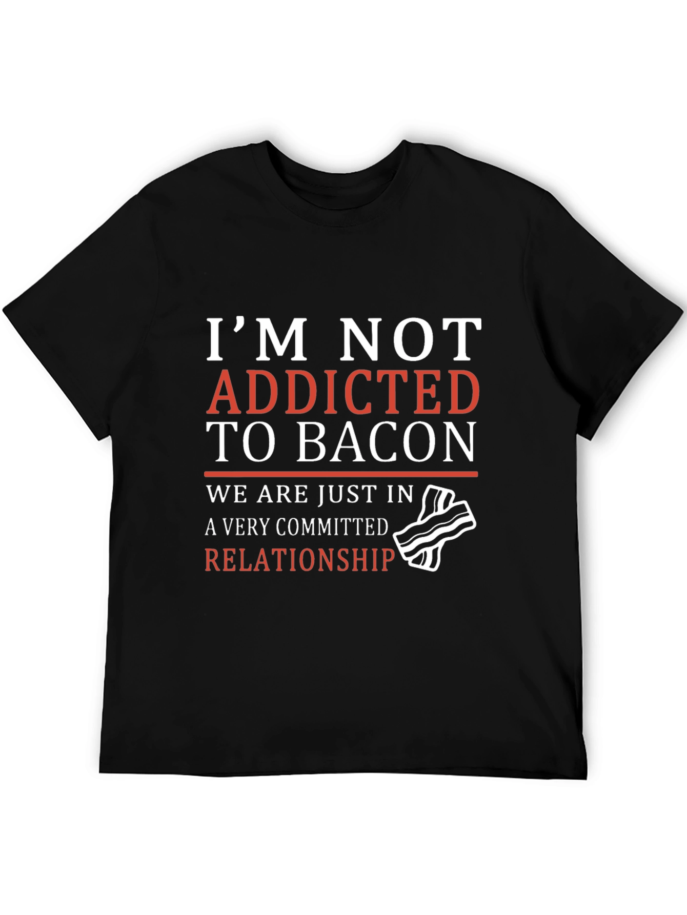Black Funny Bacon Relationship T-Shirt view 5