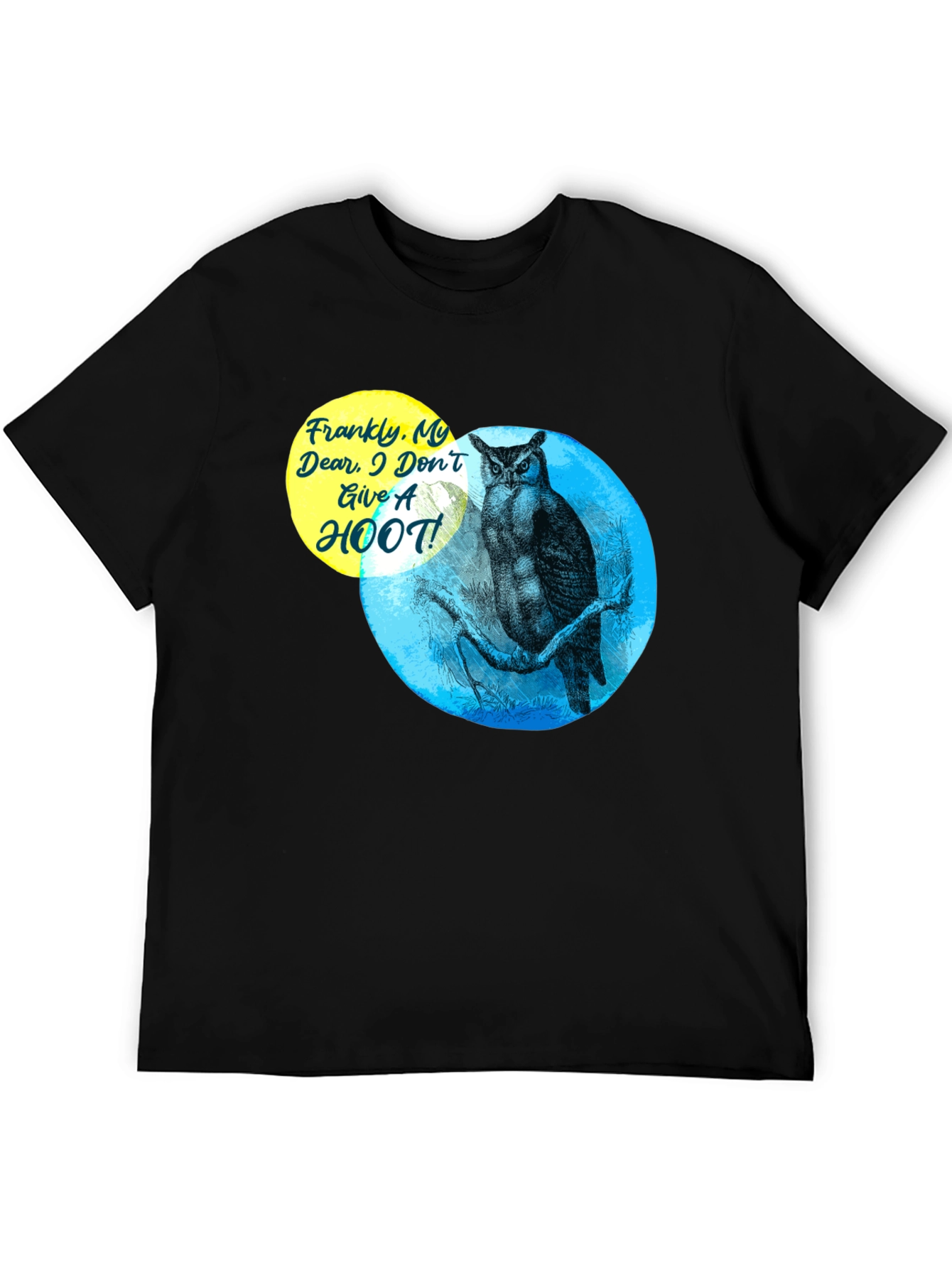 Black Funny Owl T-Shirt - Frankly, My Dear, I Don't Give a Hoot! view 5