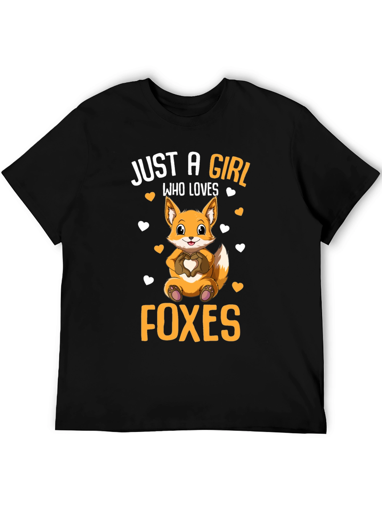 Black Just A Girl Who Loves Foxes T-Shirt view 5