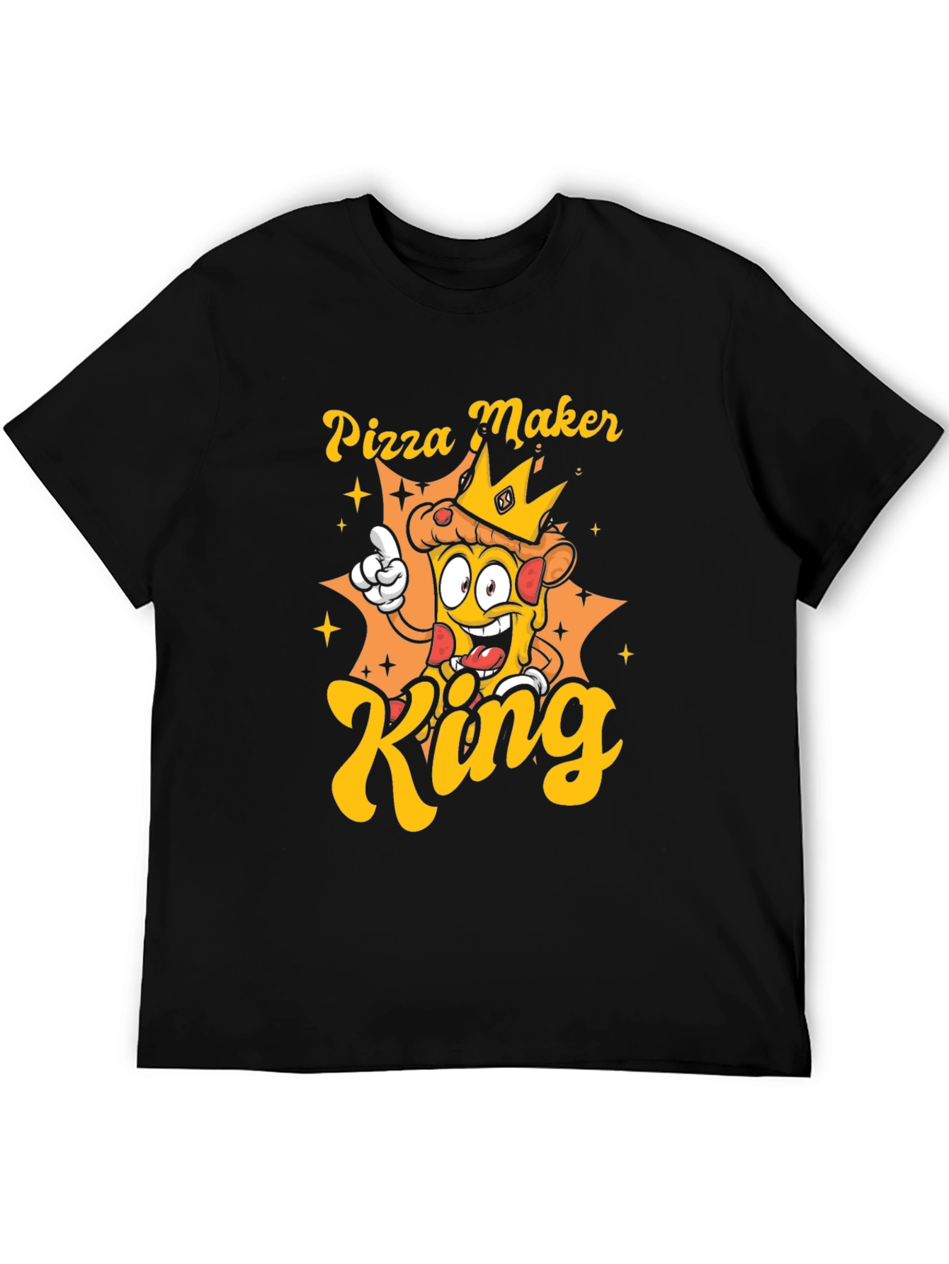 Black Pizza Maker King Graphic T-Shirt - Unisex view 5