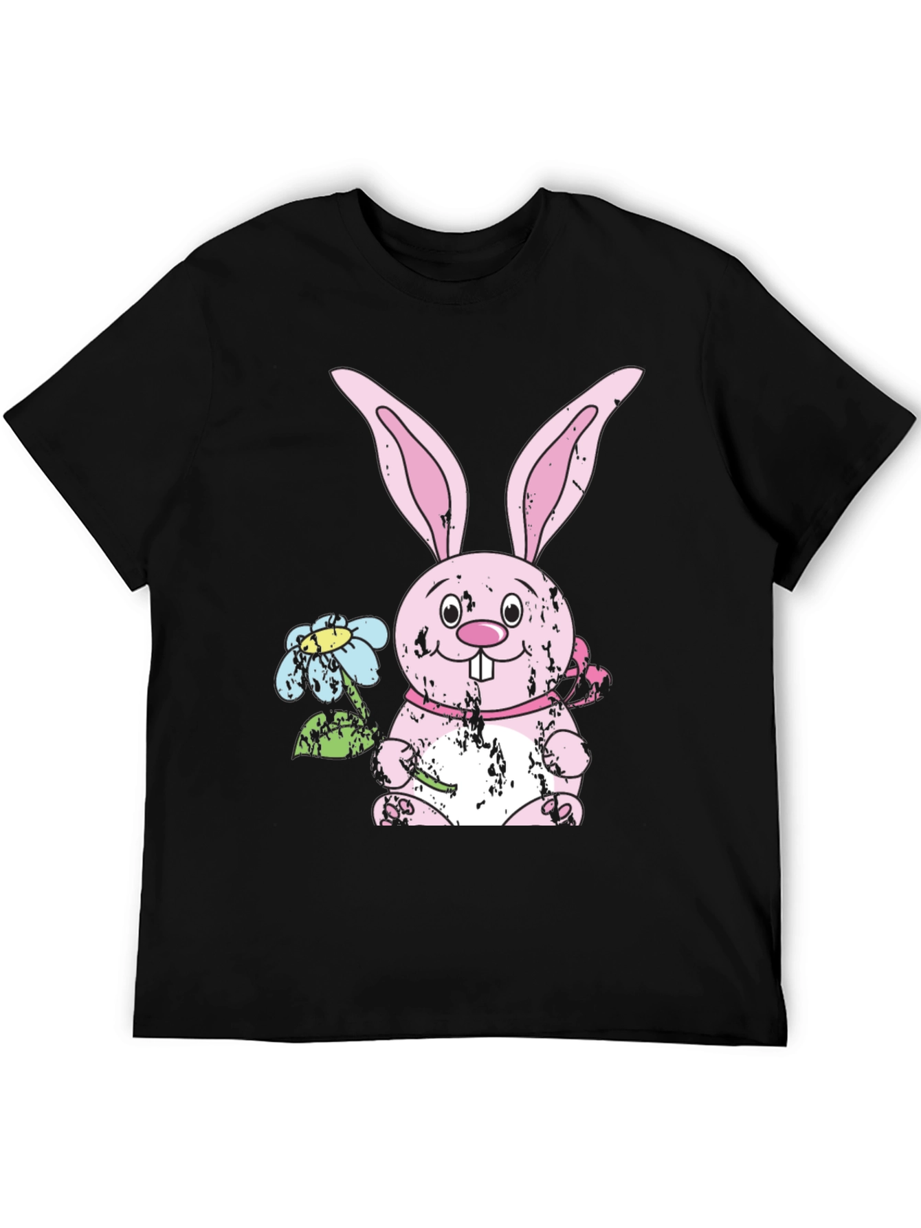 Camiseta Negra con Diseño de Conejo de Pascua