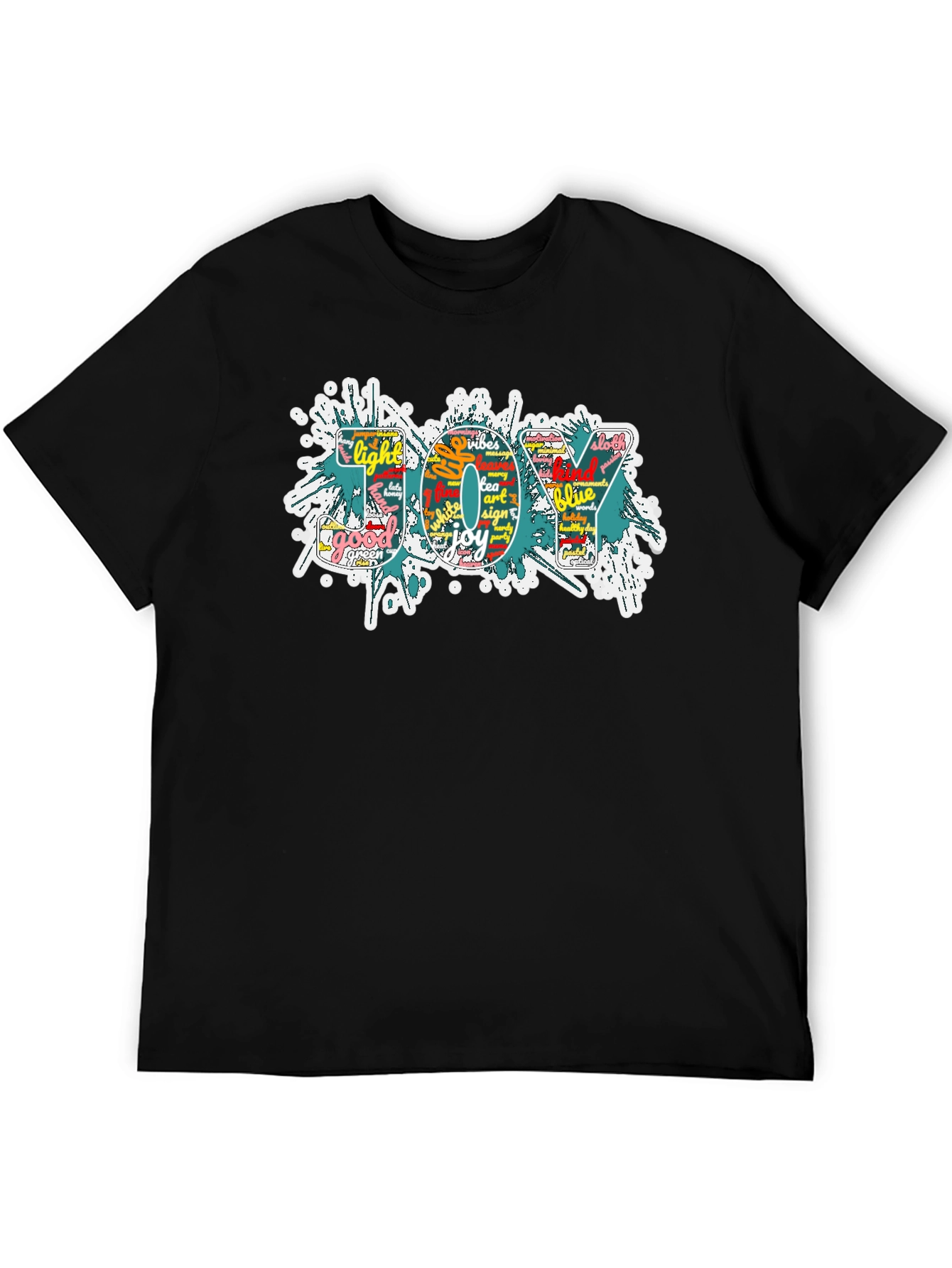 Black Joy Word Art Men's Black Graphic T-Shirt view 5
