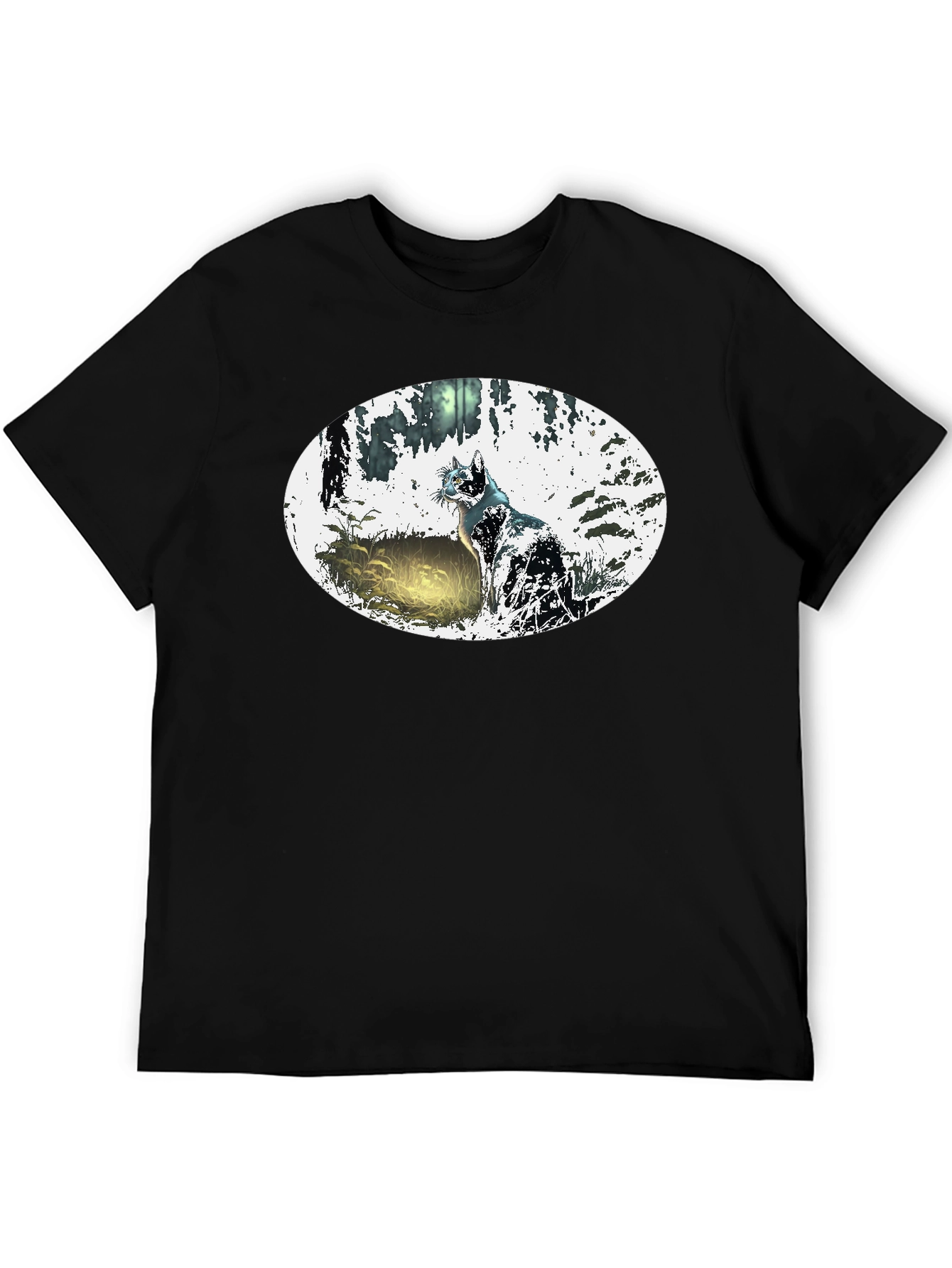 Black Mystic Cat Black T-Shirt view 5