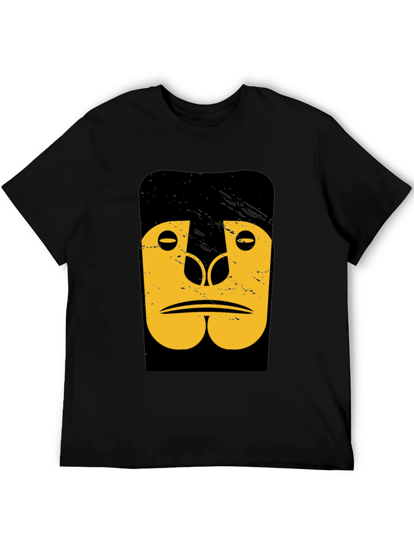 Black Abstract Gorilla Graphic Tee - Black Cotton T-Shirt view 5