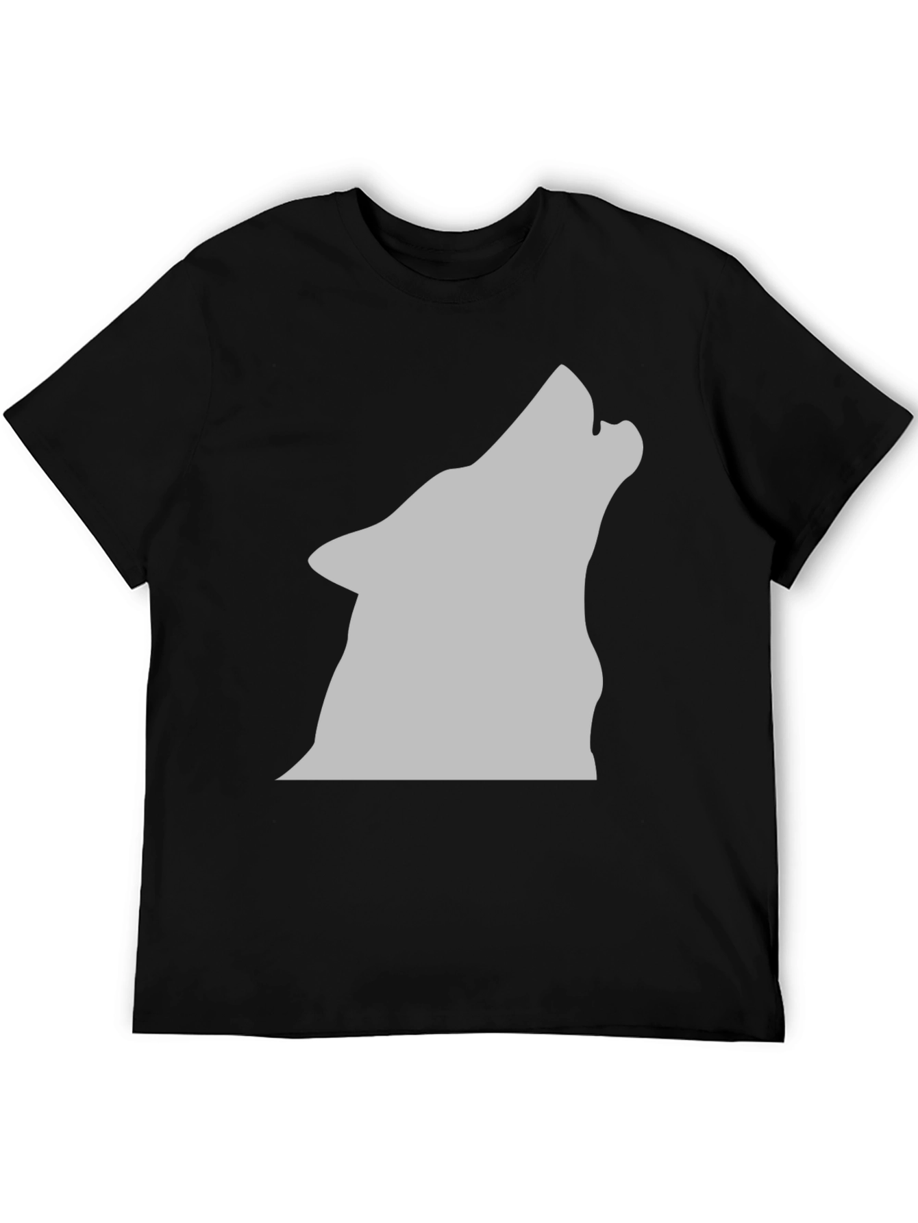 Black Wolf Silhouette Graphic Tee - Black Cotton T-Shirt view 5