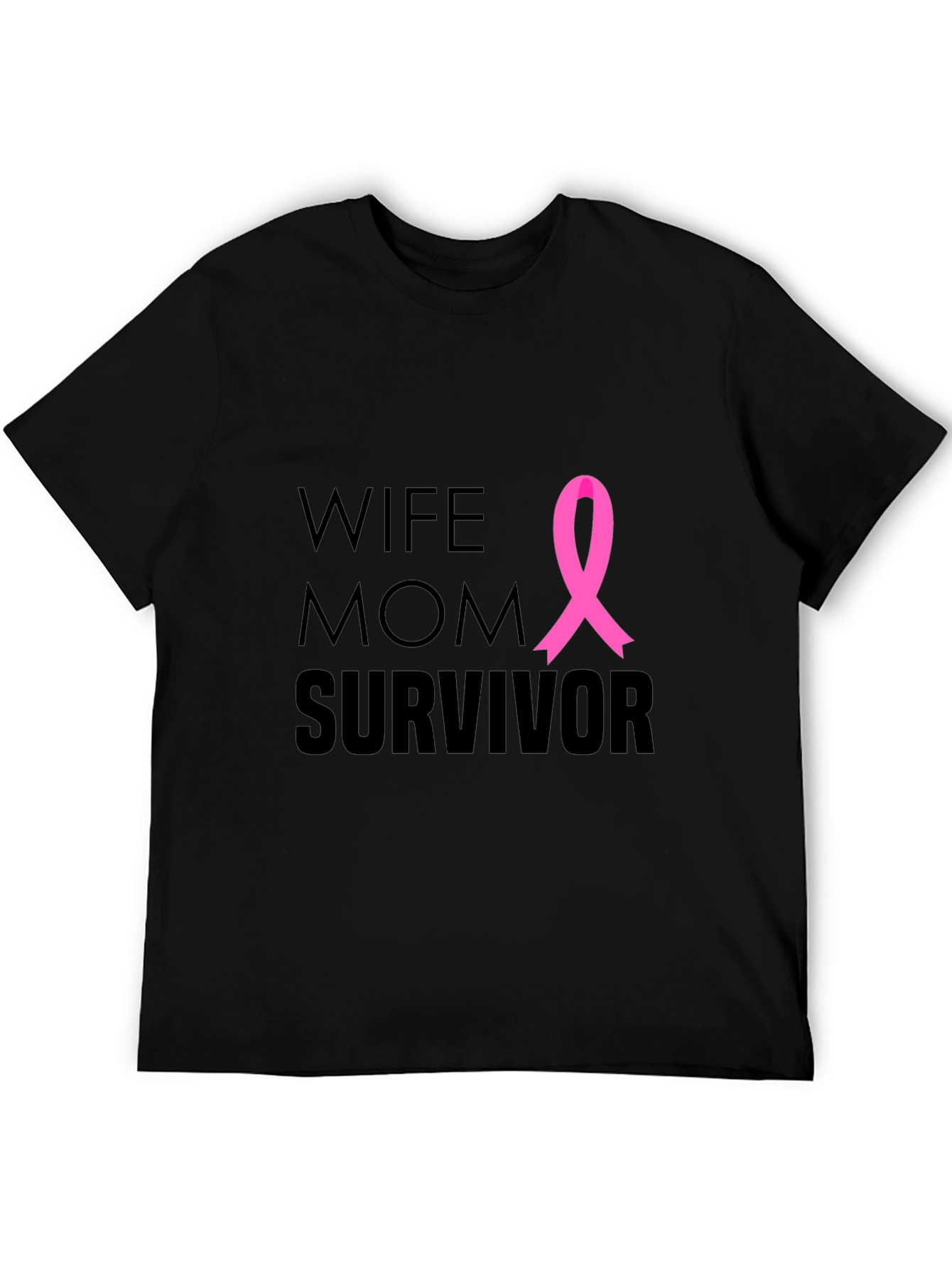 Black Wife Mom Survivor Breast Cancer Awareness T-Shirt view 5