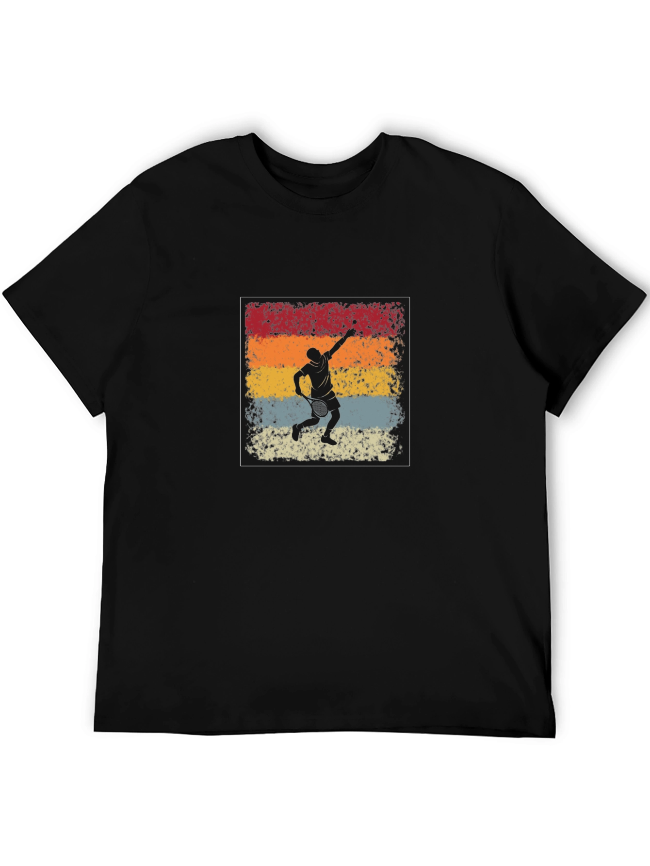 Black Retro Tennis Player Graphic T-Shirt view 5