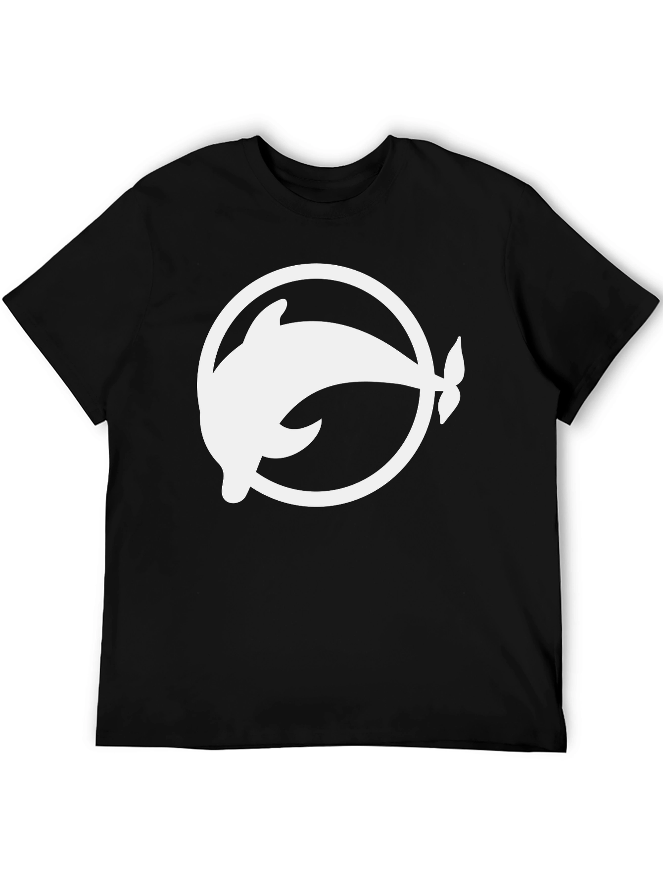 Black Dolphin Circle Graphic Tee - Stylish Black Cotton Blend T-Shirt view 5
