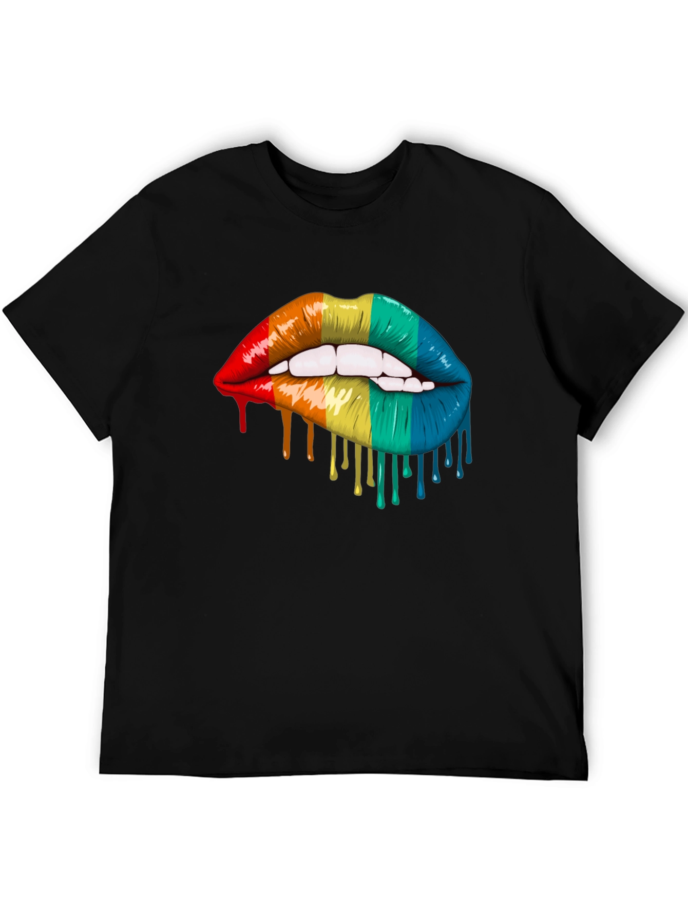 Black Rainbow Lips Graphic T-Shirt - Pride Tee view 5
