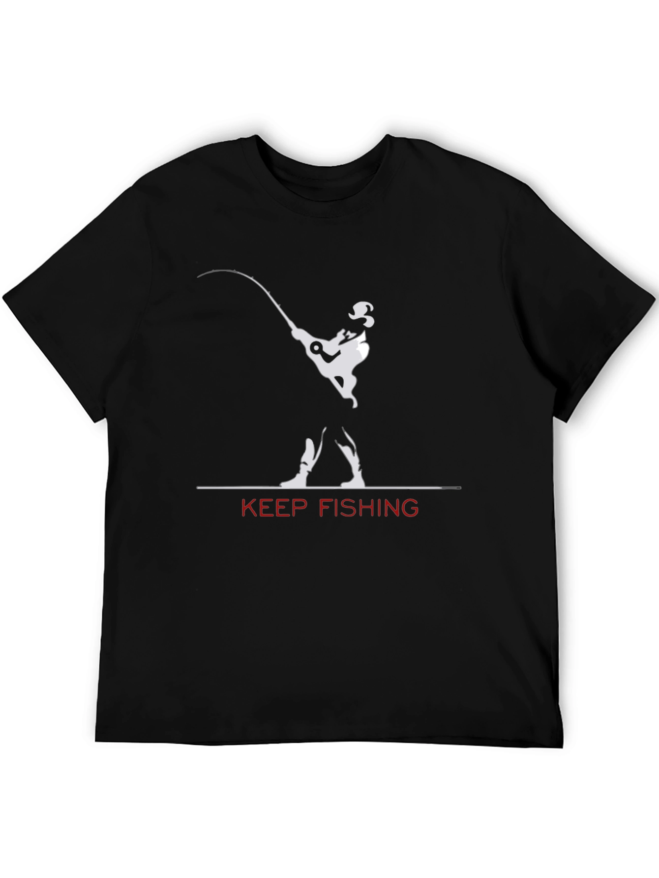 Black Keep Fishing Graphic T-Shirt - Black view 5
