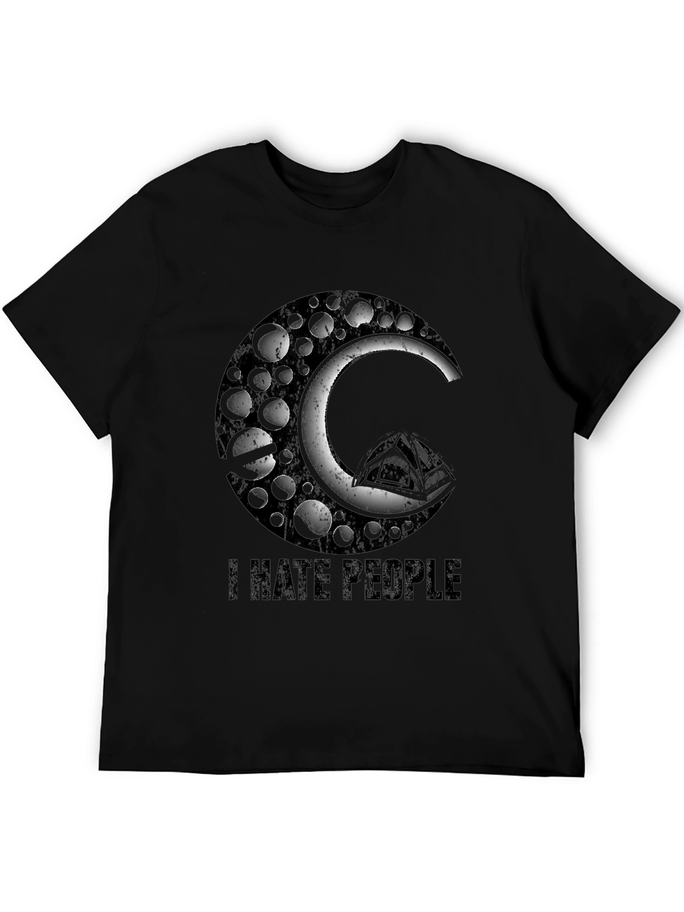 Black I Hate People Graphic Tee - Black Crew Neck view 5