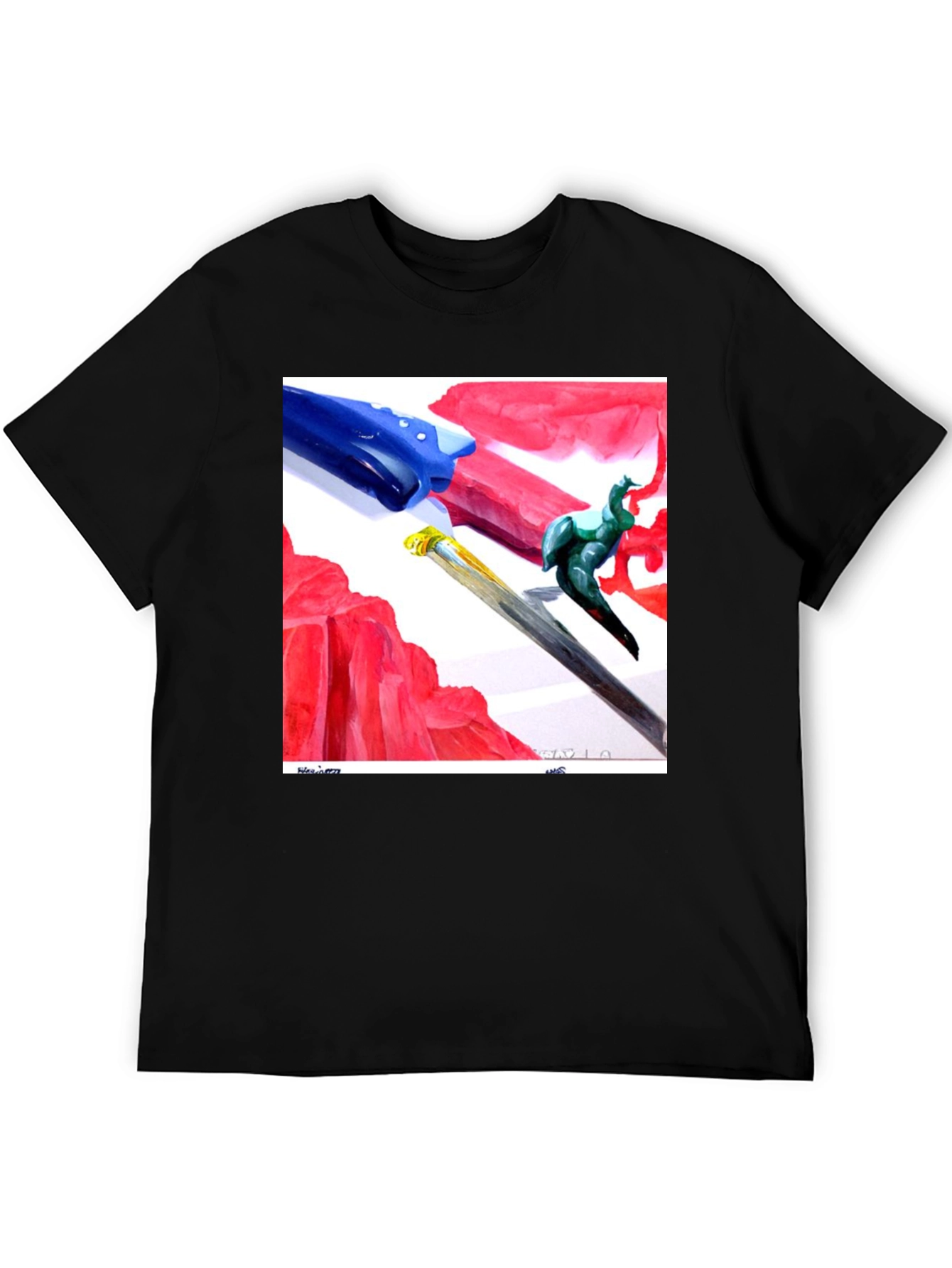 Black Abstract Art T-Shirt - Modern Artistic Tee view 5