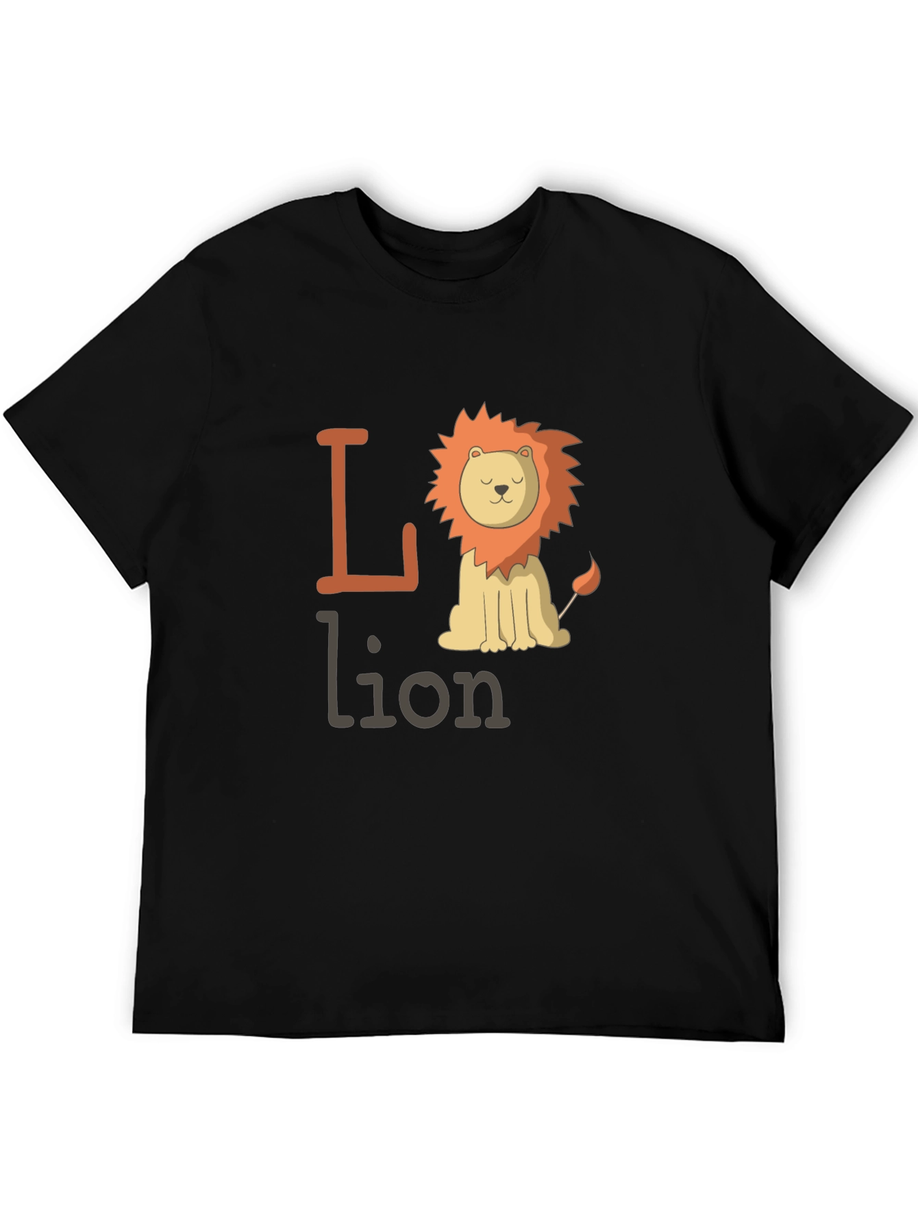 Black Cute Lion Graphic Tee - Animal Lover T-Shirt view 5