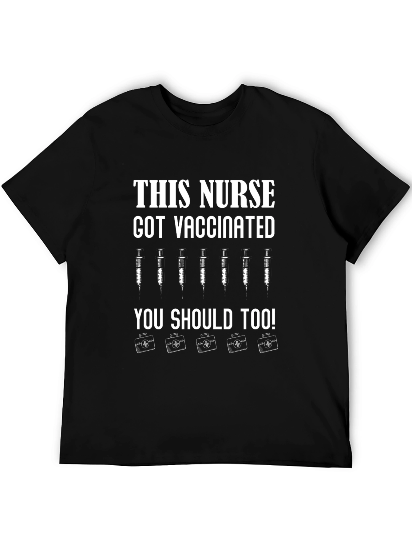 Black Vaccinated Nurse Graphic T-Shirt - Get Yours Today! view 5