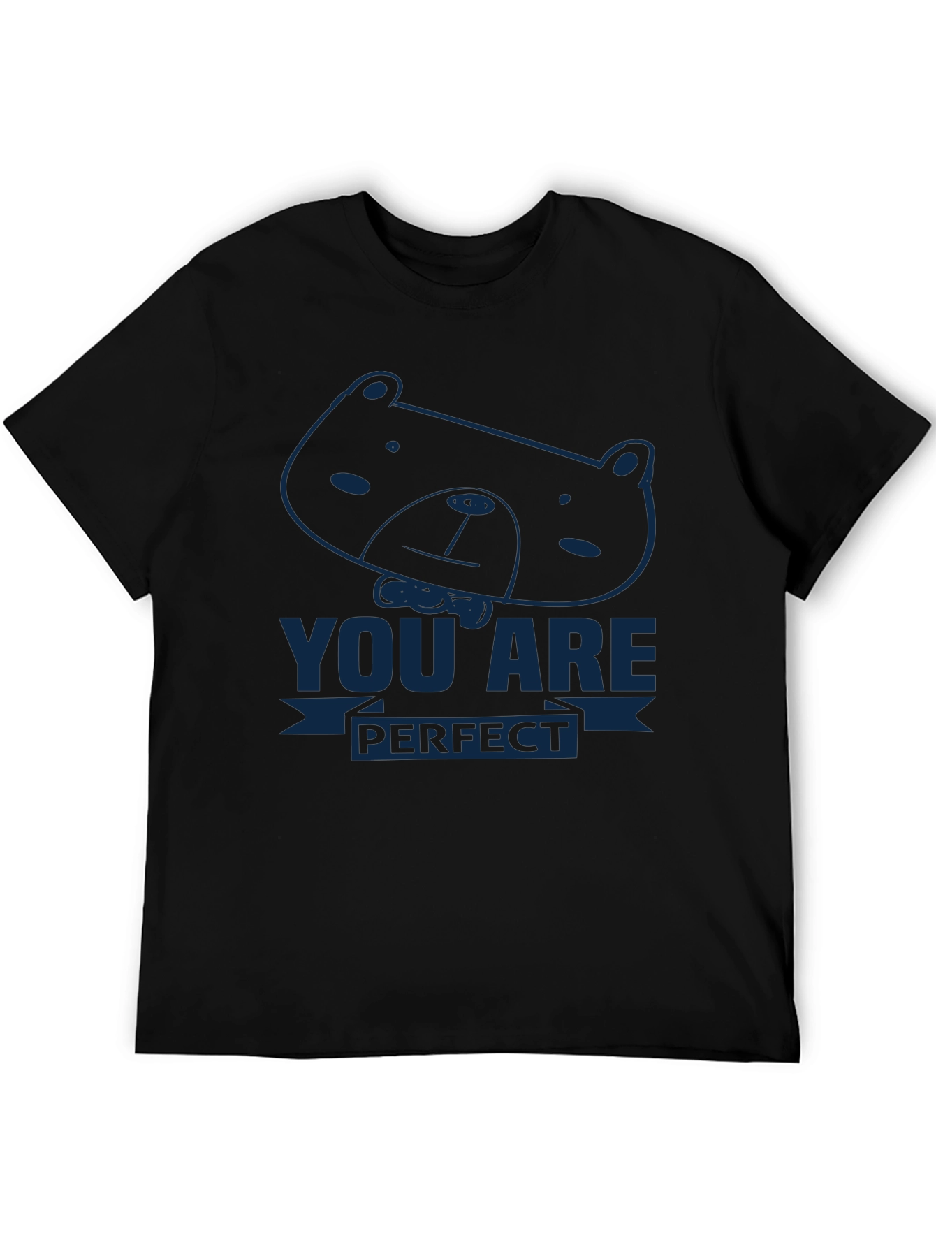 Black You Are Perfect Bear Graphic Tee - Soft Cotton Comfort view 5