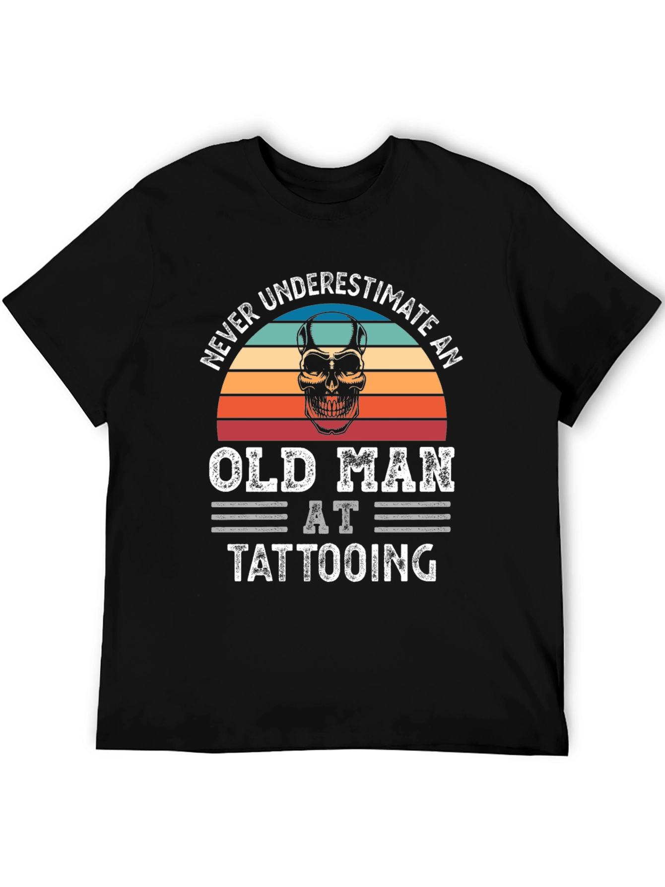 Black Never Underestimate Old Man Tattooing T-Shirt view 5