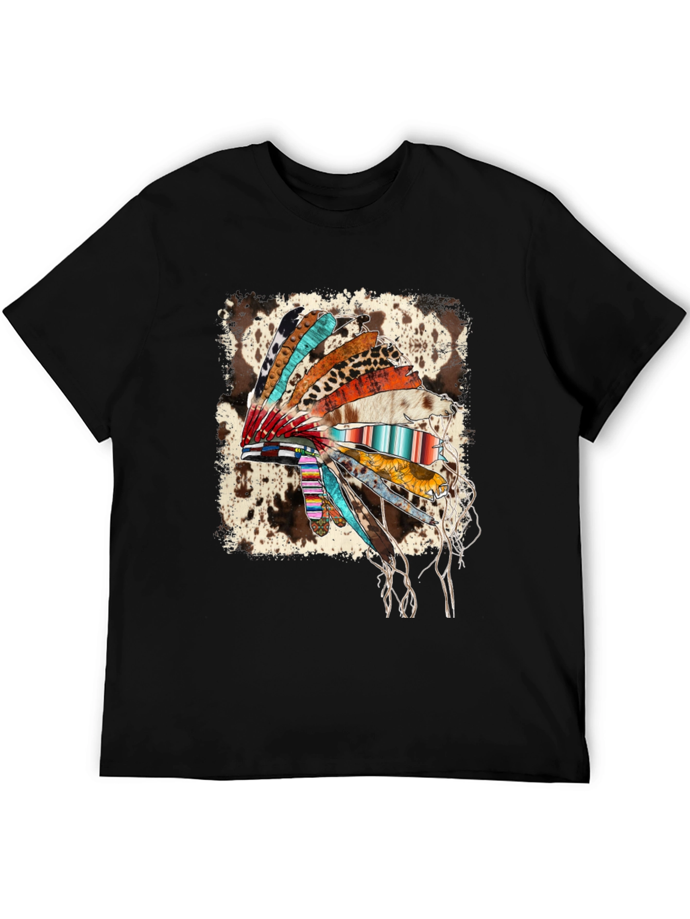 Black Rustic Headdress Graphic Tee - Western Style view 5