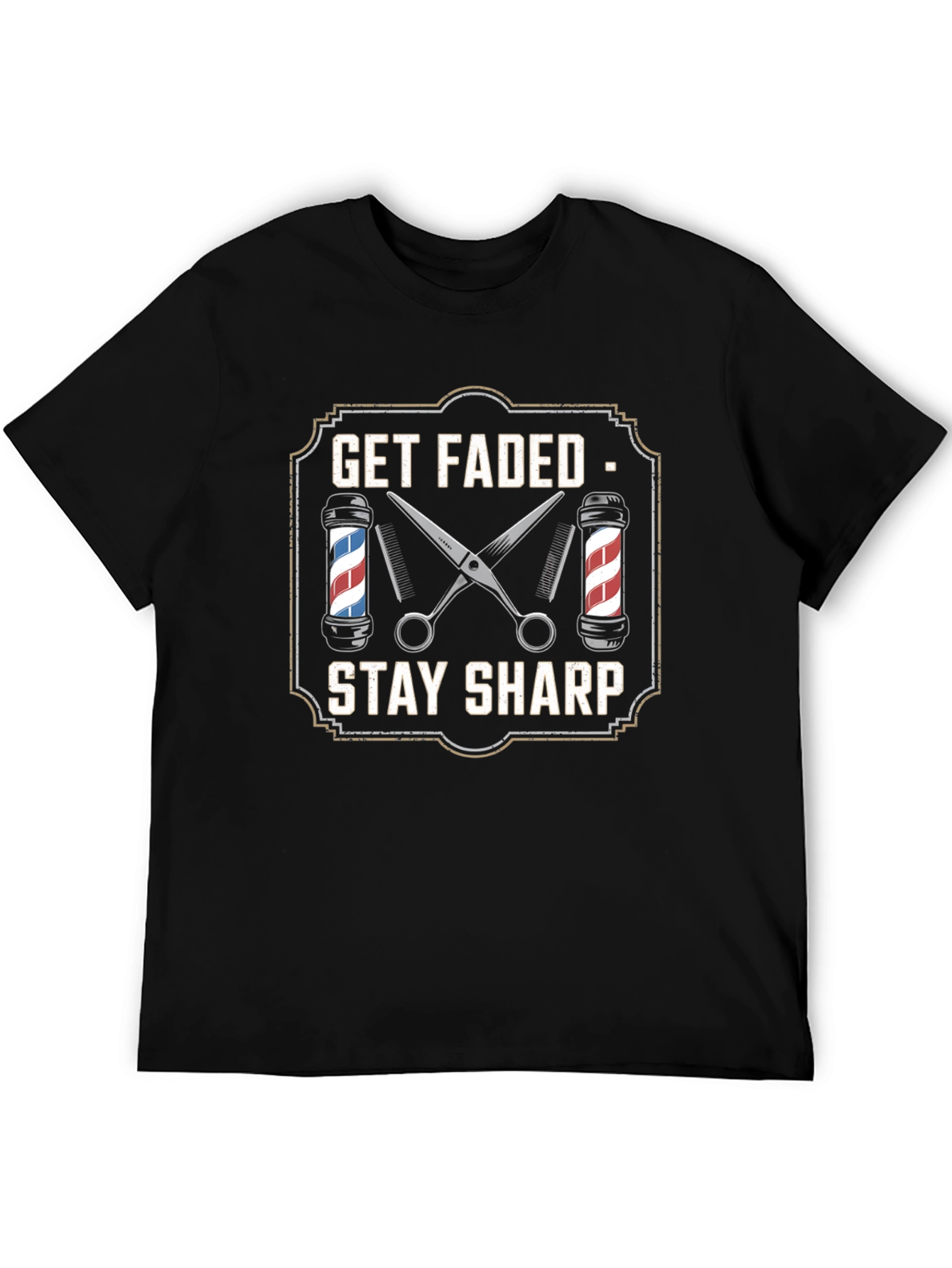 Black Get Faded Stay Sharp Barber T-Shirt view 5