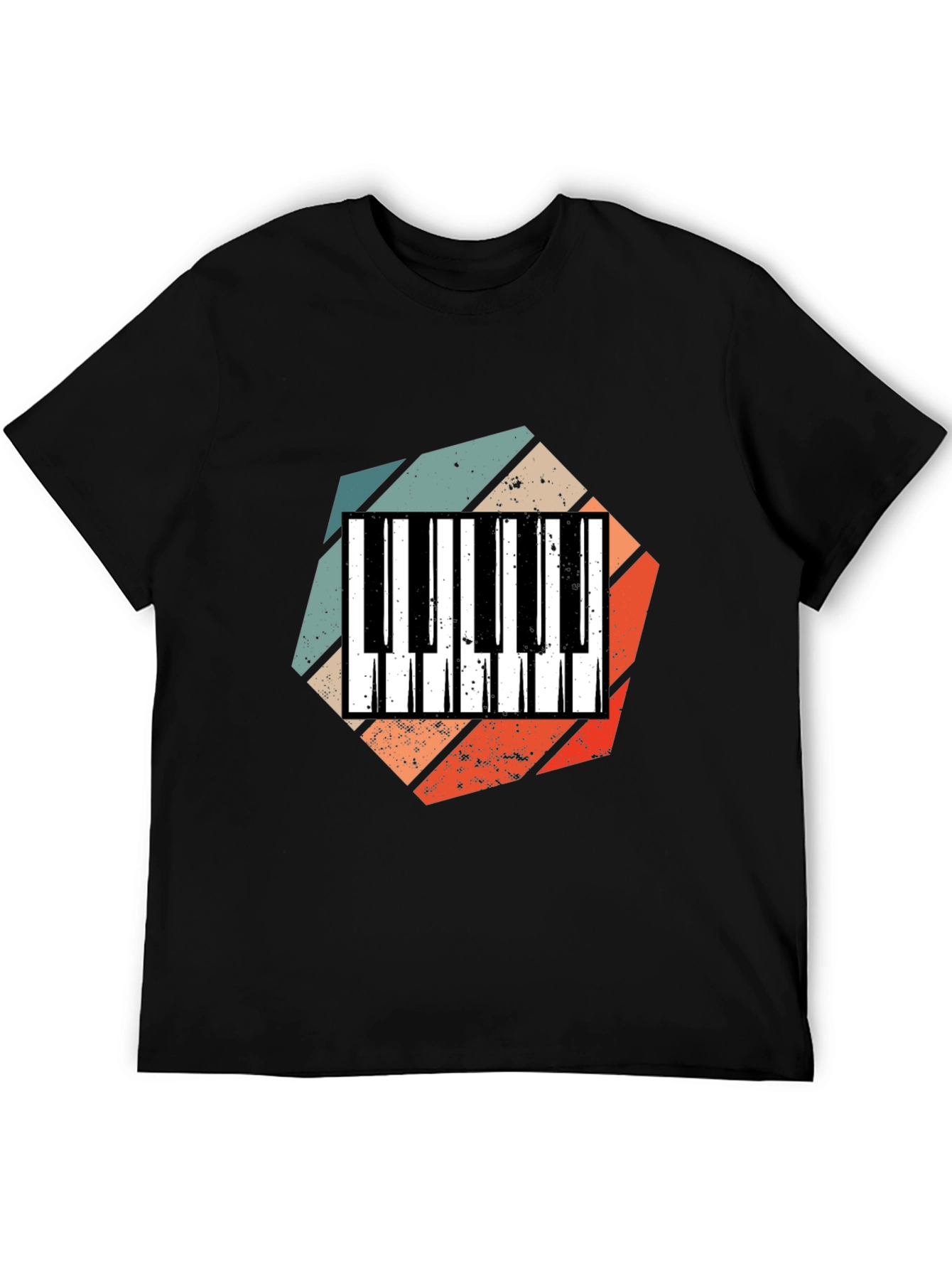 Black Retro Piano Keys T-Shirt - Music Lover Tee view 5