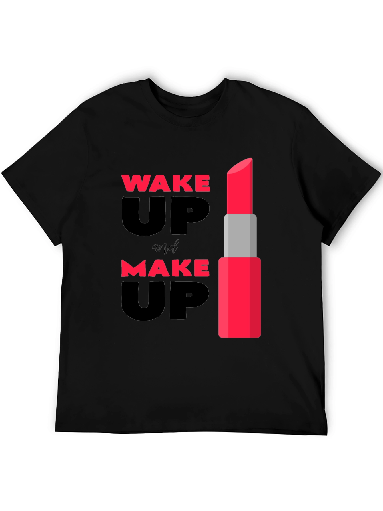 Black Wake Up & Make Up Lipstick Graphic Tee view 5