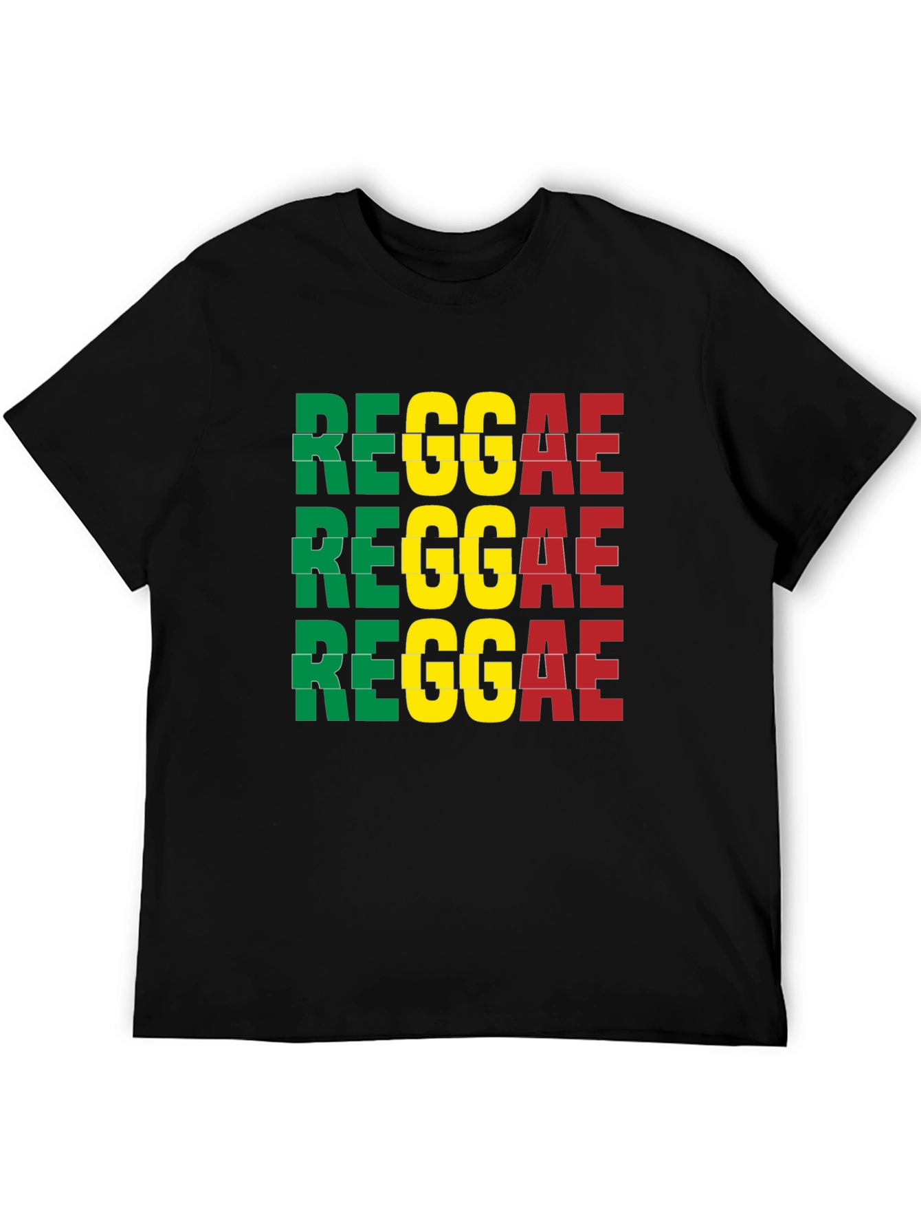 Black Reggae T-Shirt - Green, Yellow, Red view 5