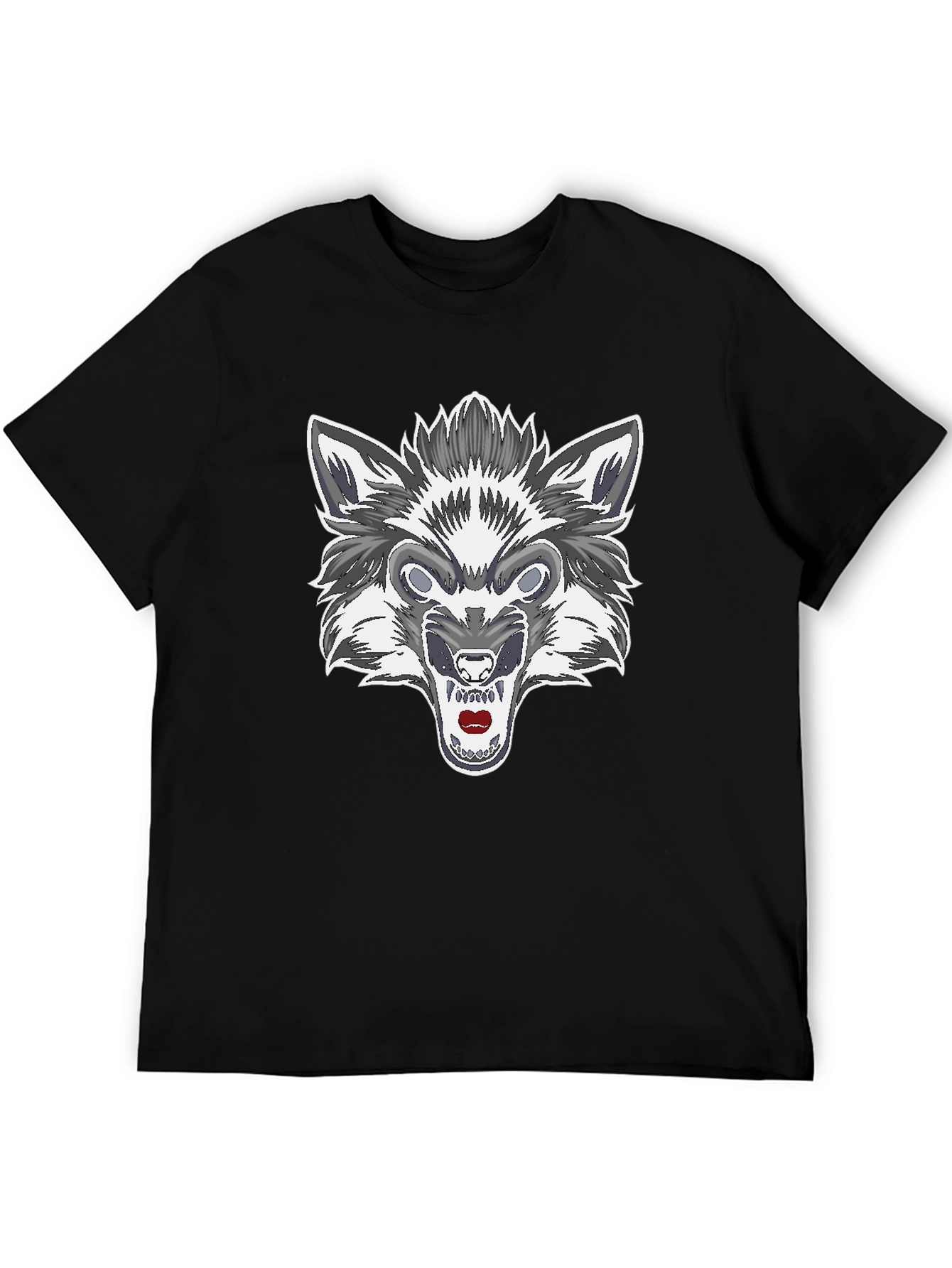 Black Men's Black Wolf Graphic Tee view 5