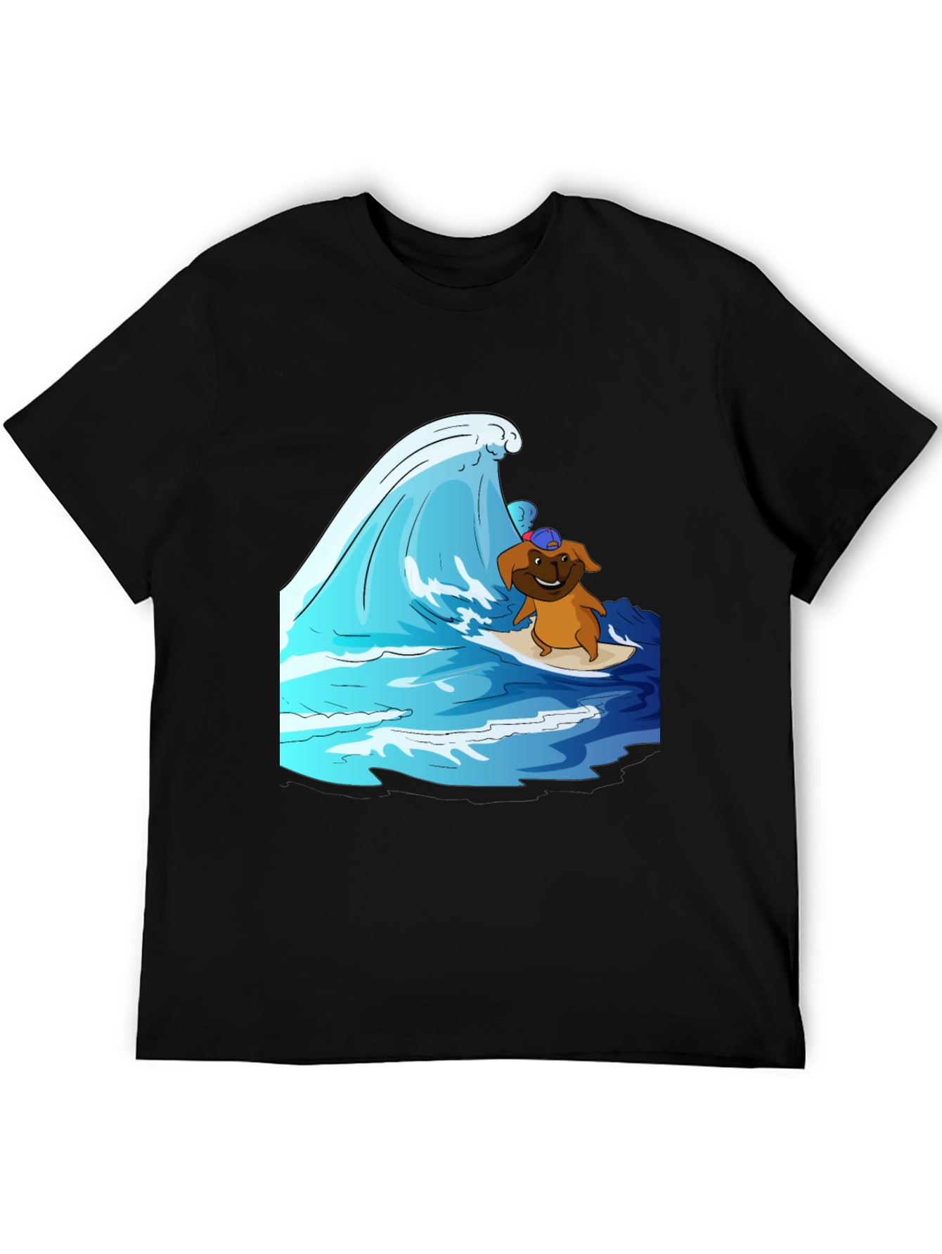 Black Surfing Dog T-Shirt view 5