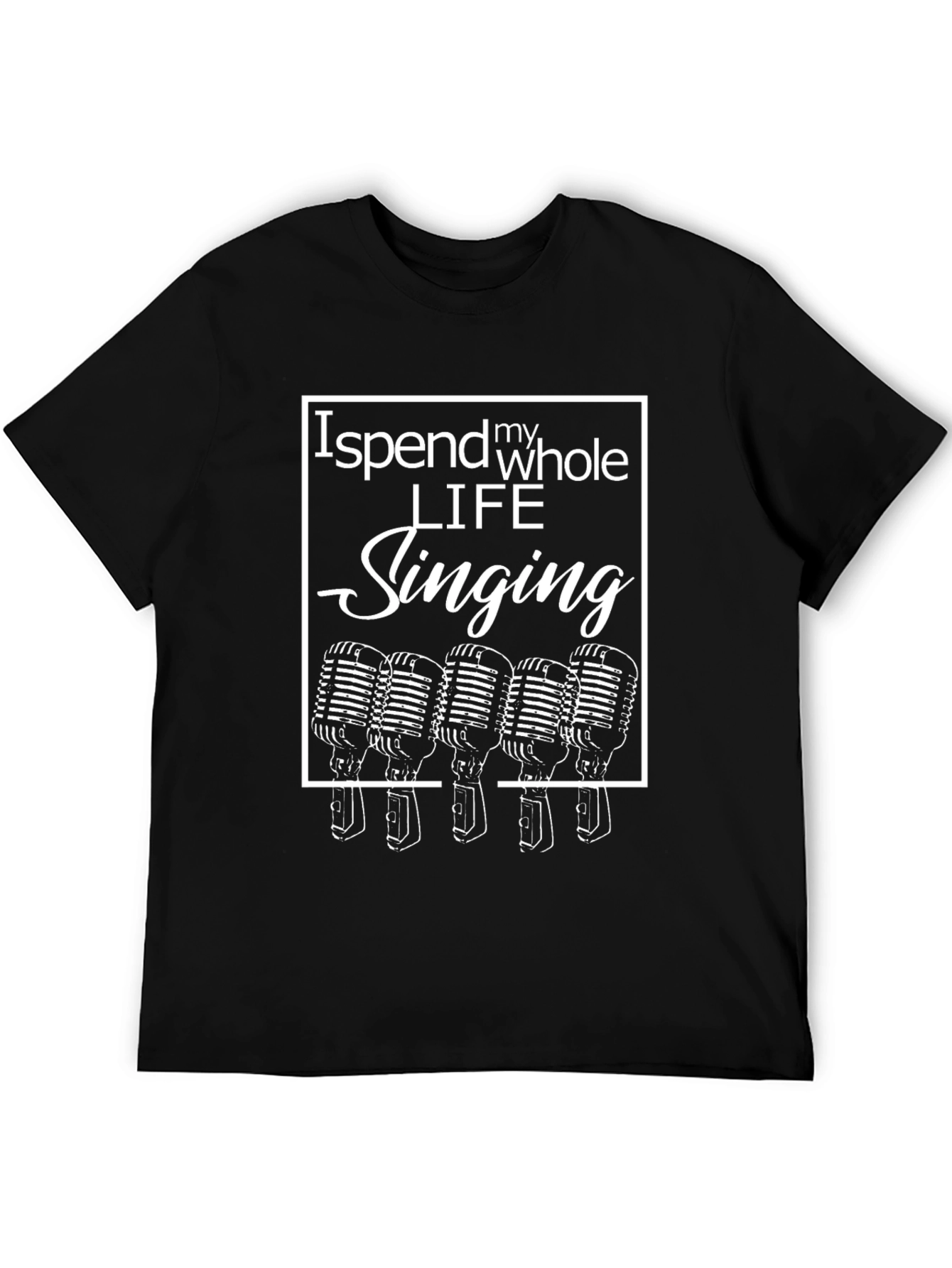 Black Singing Life Tee - Retro Mic Design view 5