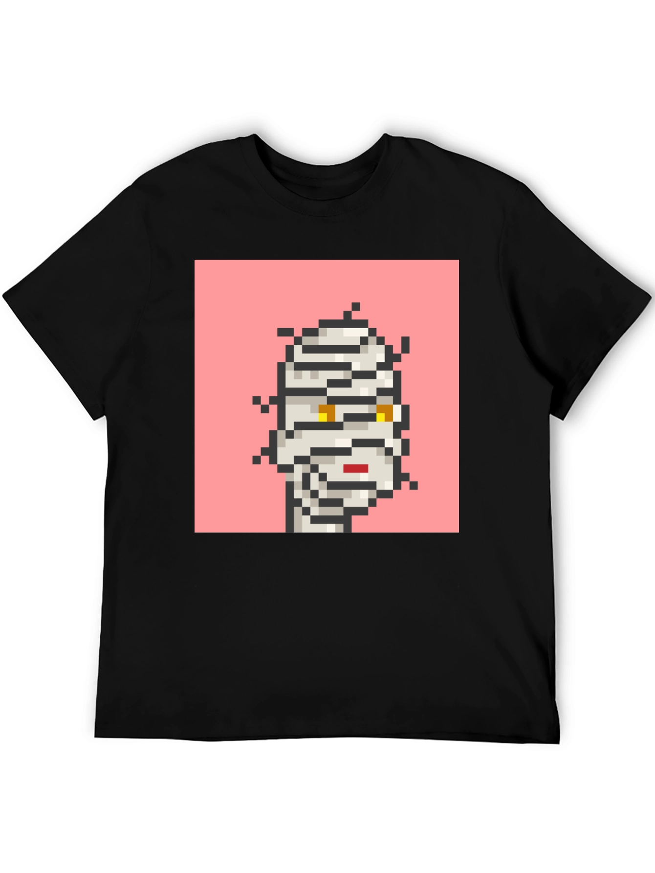 Black Pixelated Mummy Graphic Black T-Shirt view 5