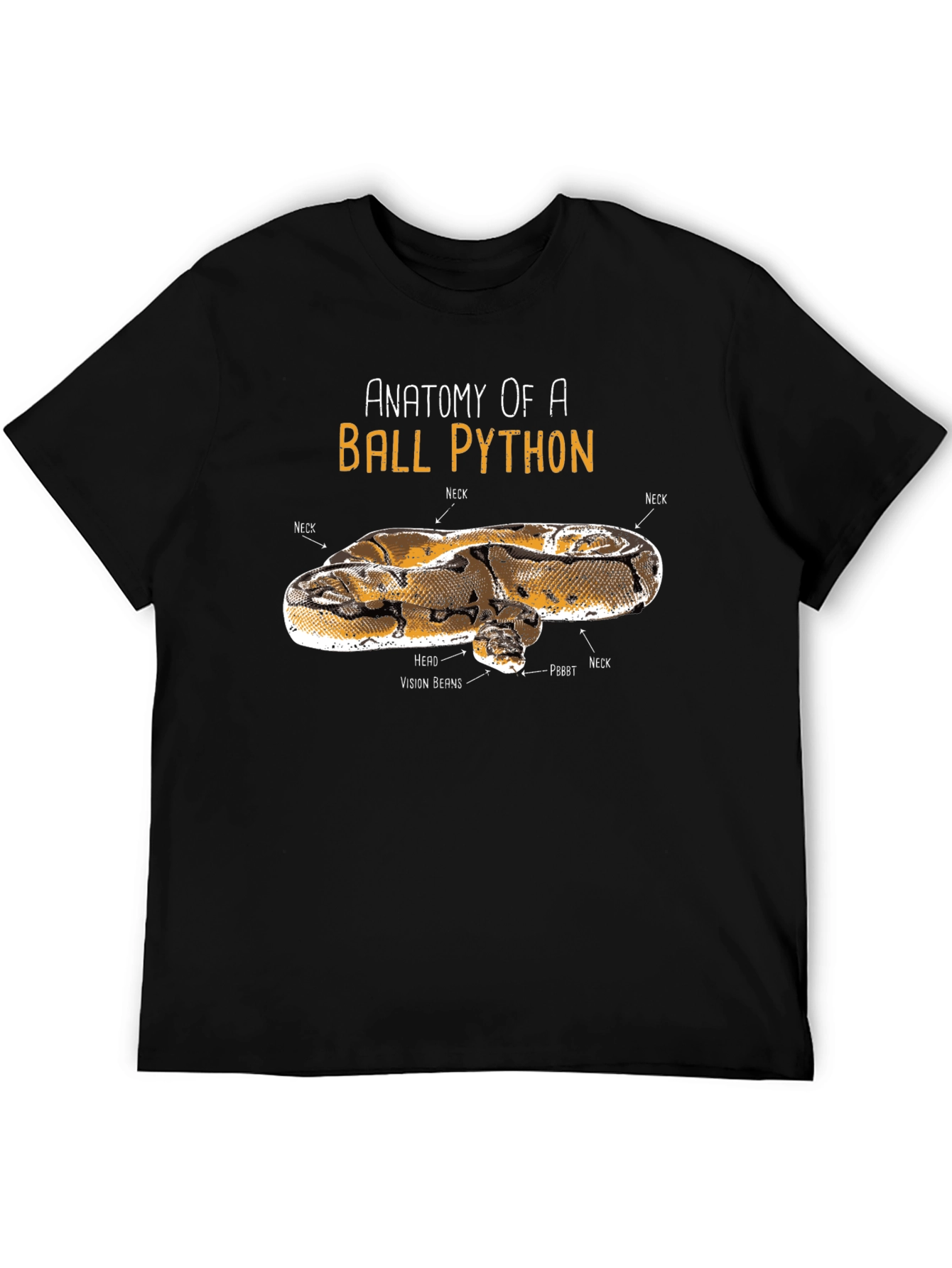 Black Anatomy of Ball Python Funny T-Shirt view 5