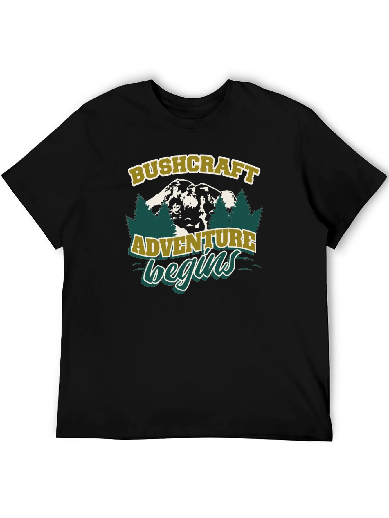 Black Bushcraft Adventure Begins Graphic T-Shirt view 5