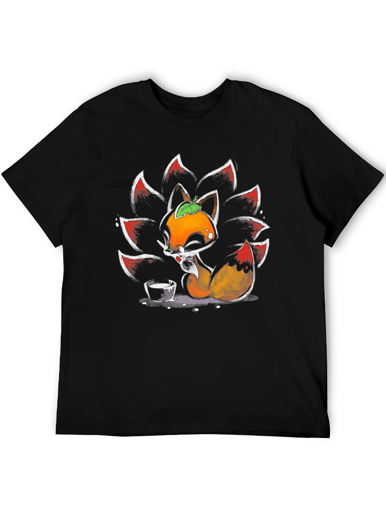 Black Nine-Tailed Fox Graphic Tee view 5