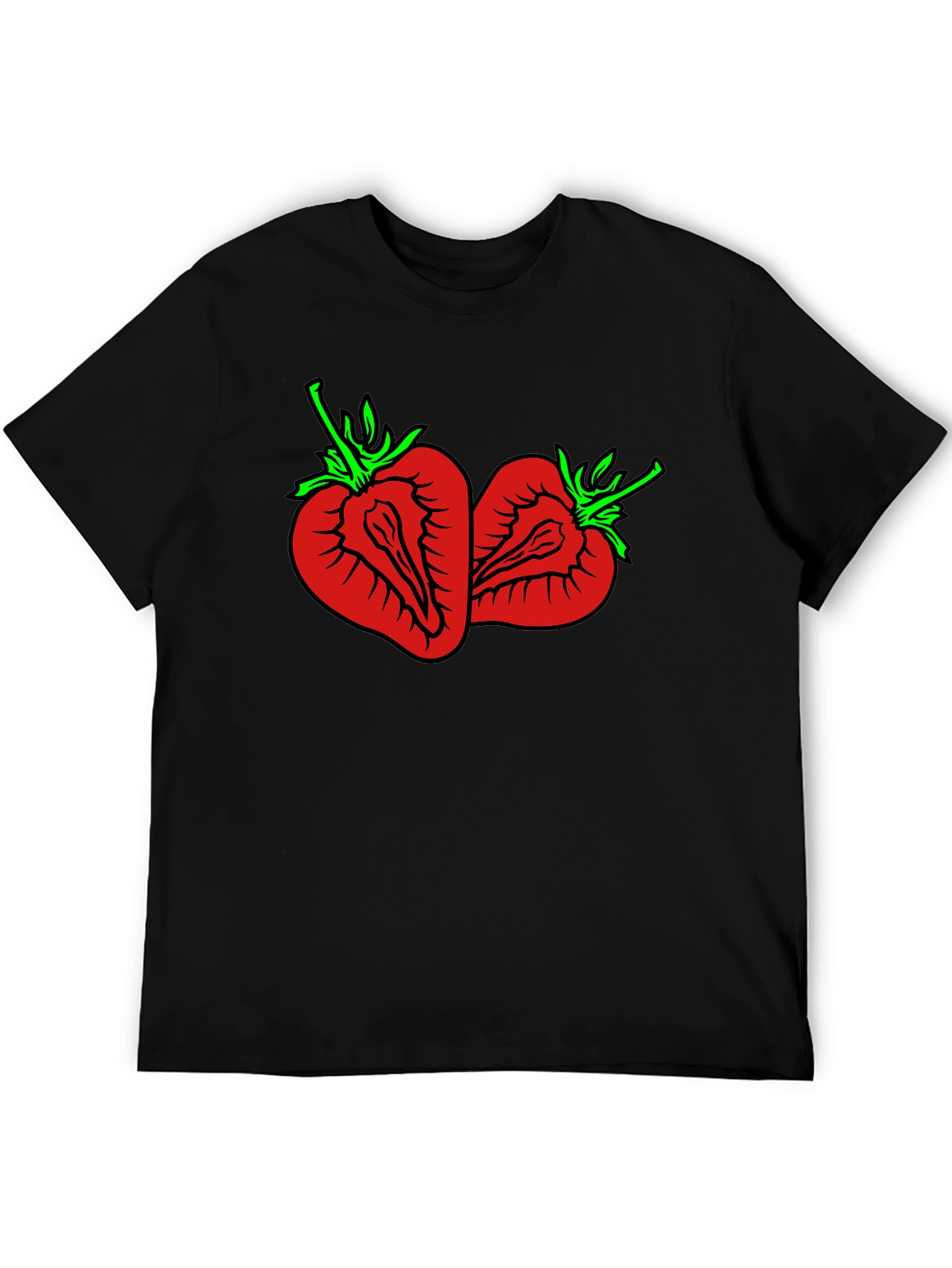 Black Strawberry Graphic Tee - Unisex Black T-Shirt view 5