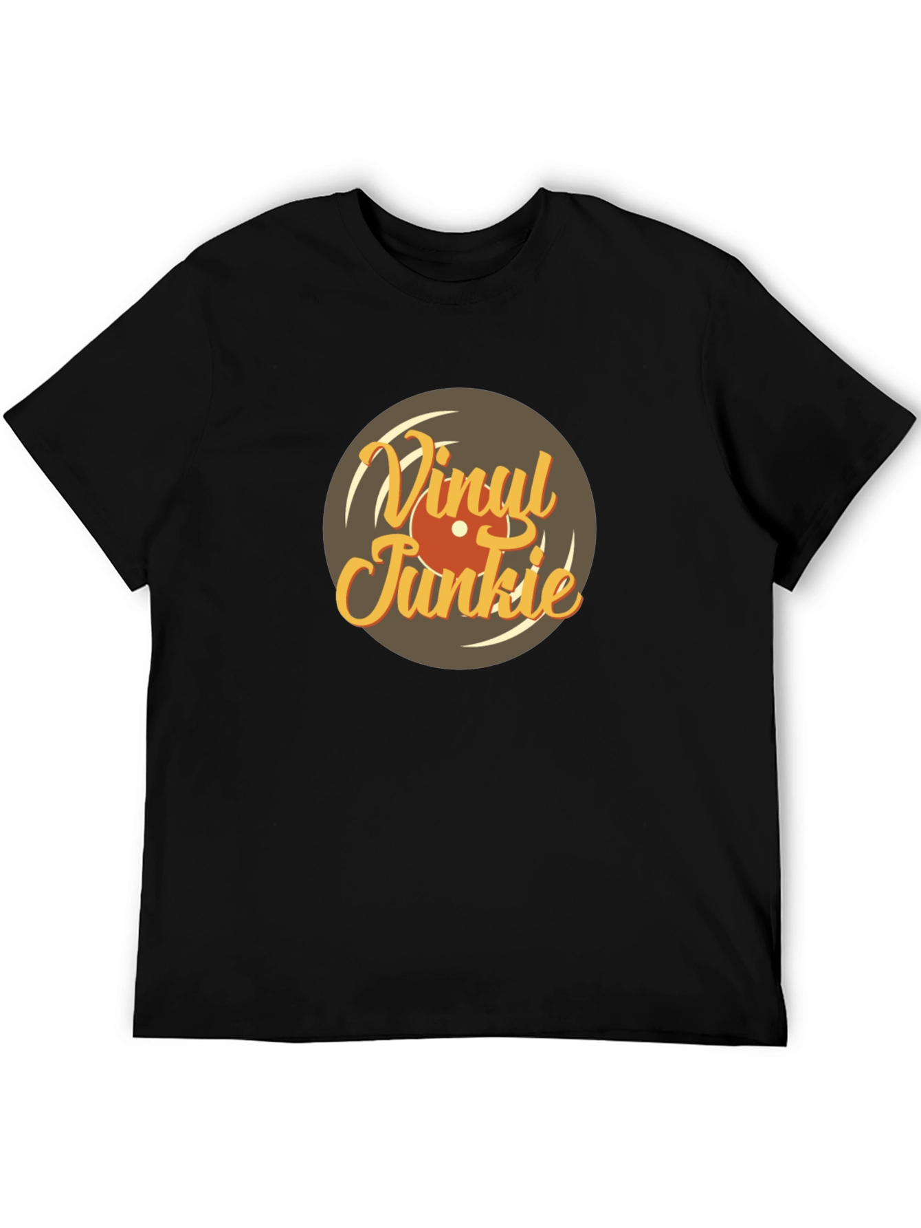 Black Vinyl Junkie Graphic Tee - Retro Music Lover T-Shirt view 5
