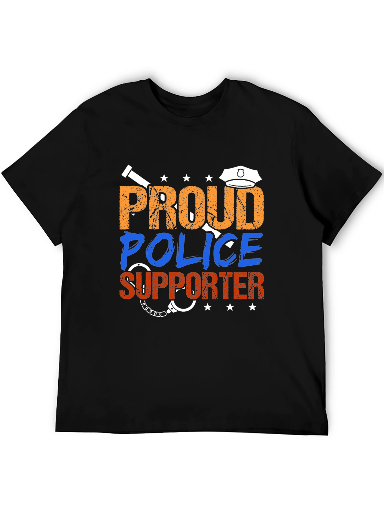 Black Proud Police Supporter Graphic Tee view 5