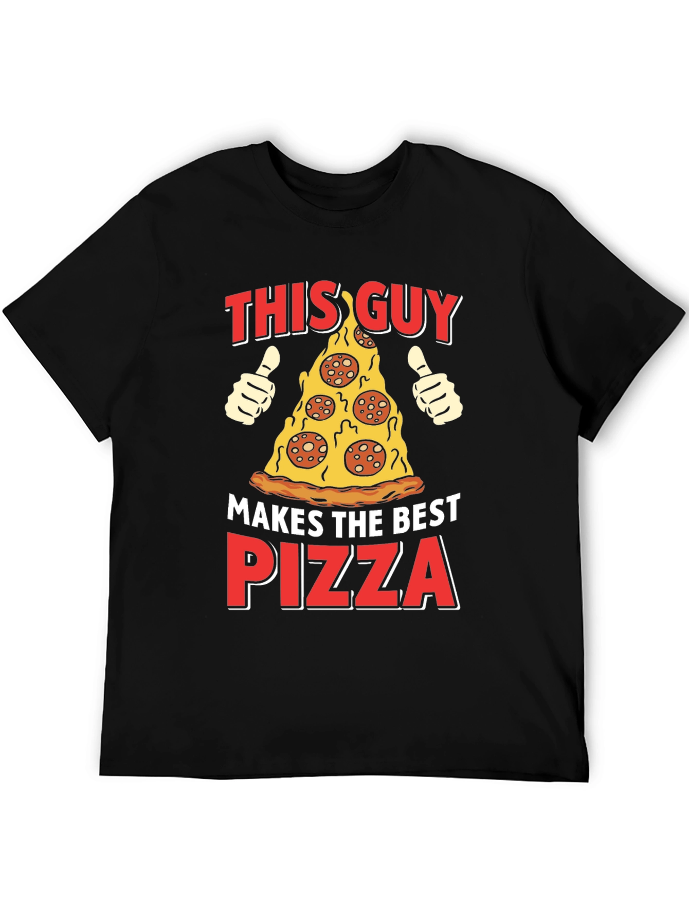 Black Pizza Lover T-Shirt - Makes The Best Pizza Graphic Tee view 5