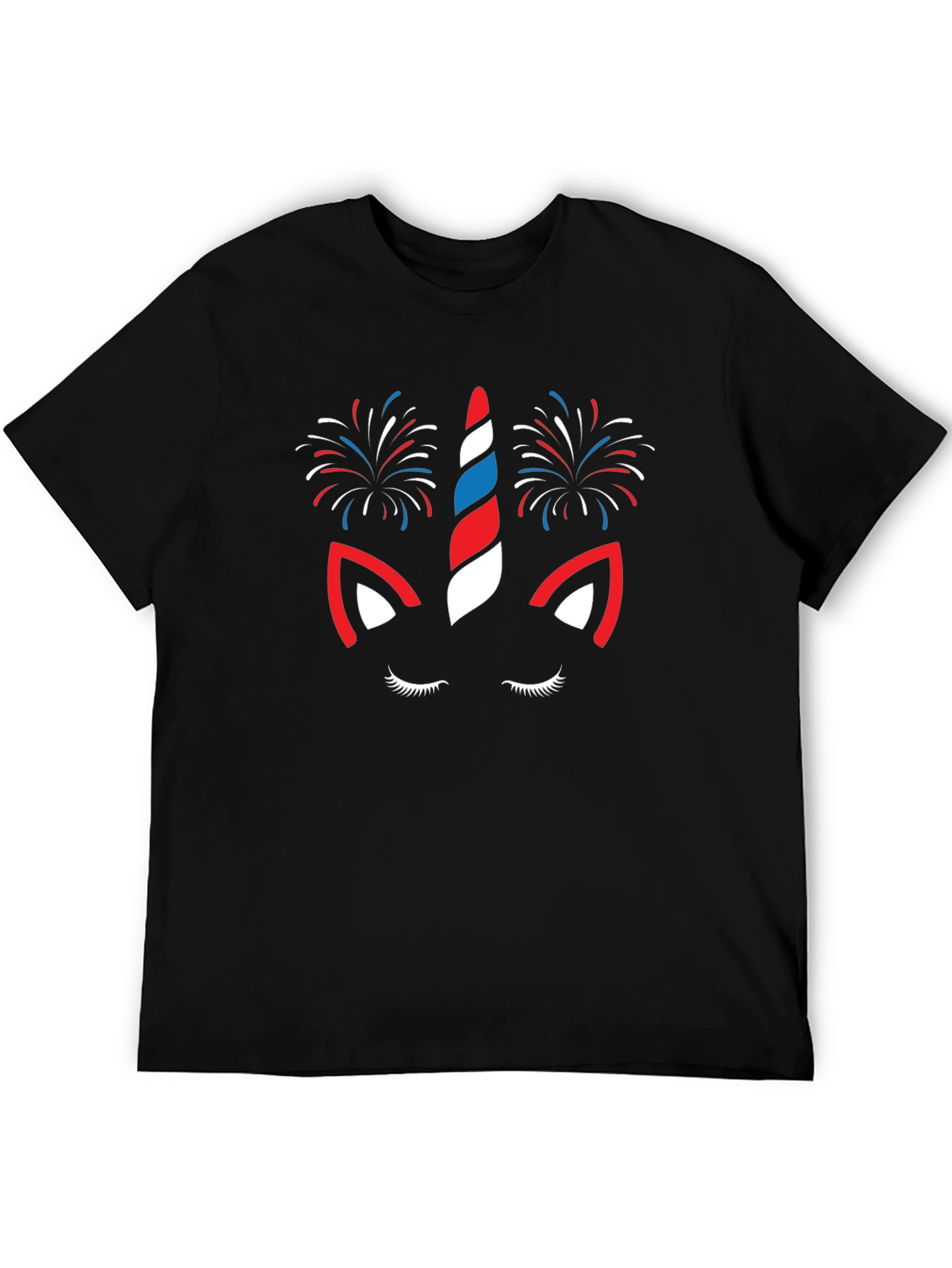 Black Patriotic Unicorn Fireworks Graphic Tee view 5