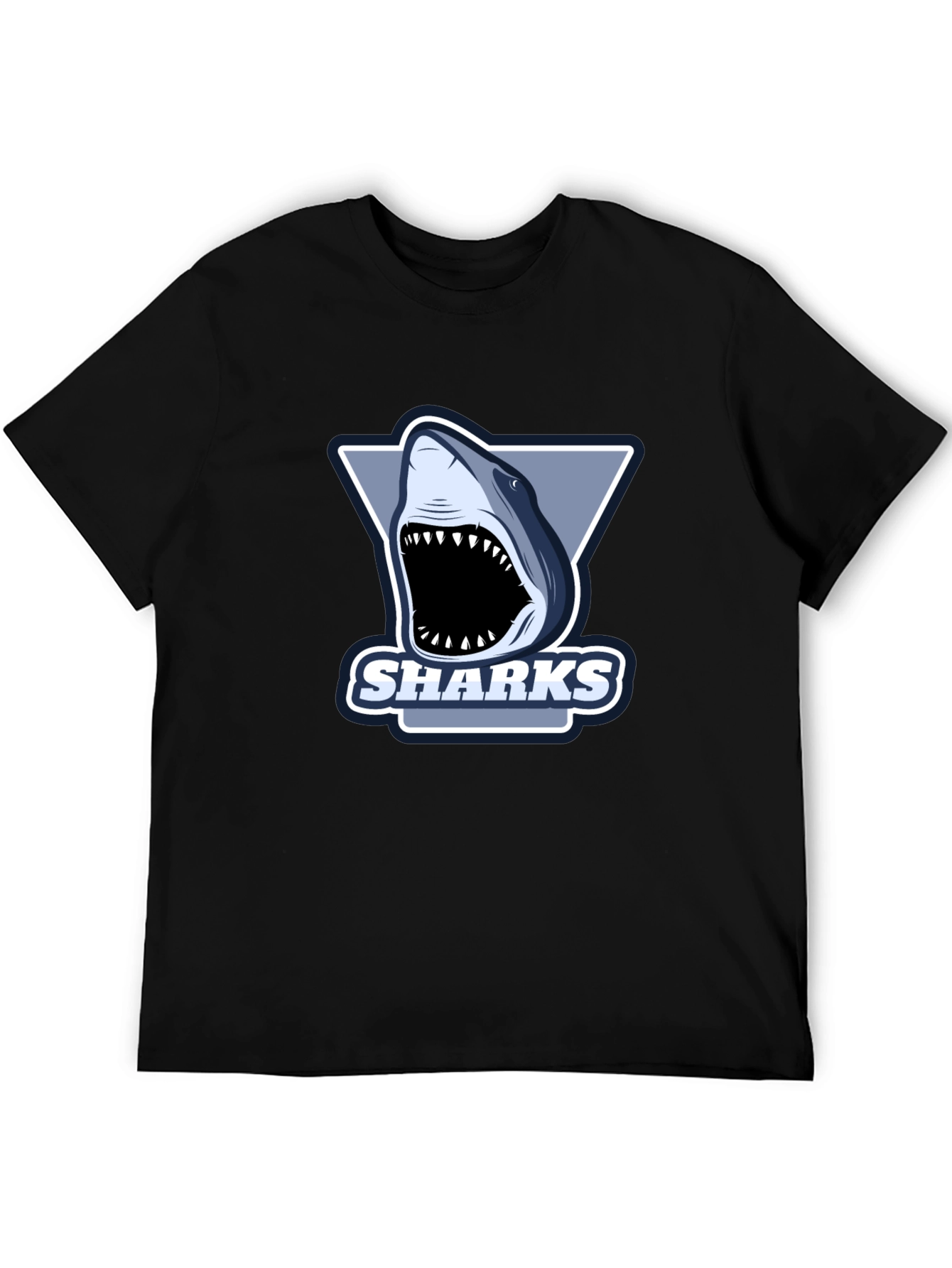 Black Men's Black Shark Graphic T-Shirt view 5