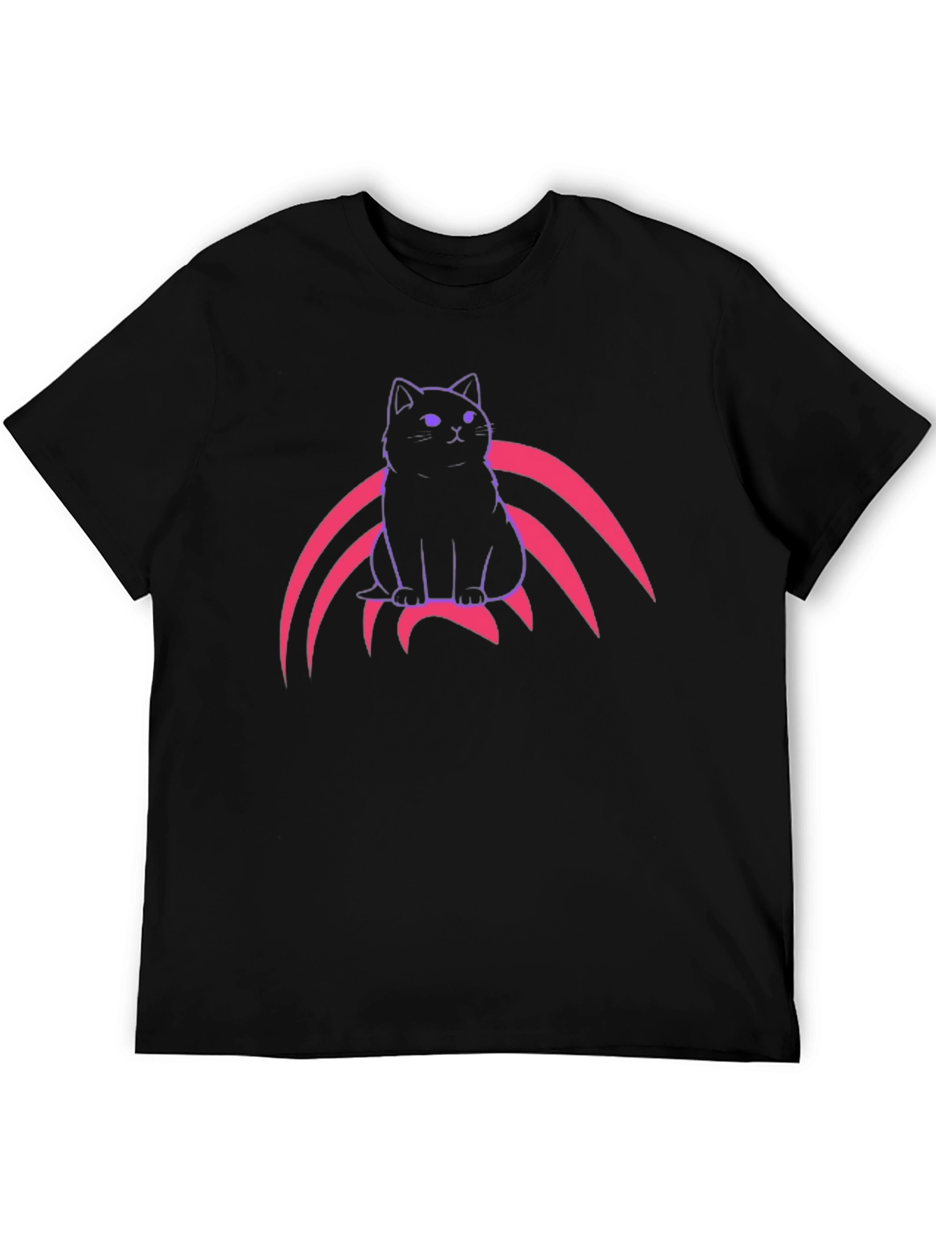 Black Cool Cat Graphic T-Shirt - Black Cotton Tee view 5