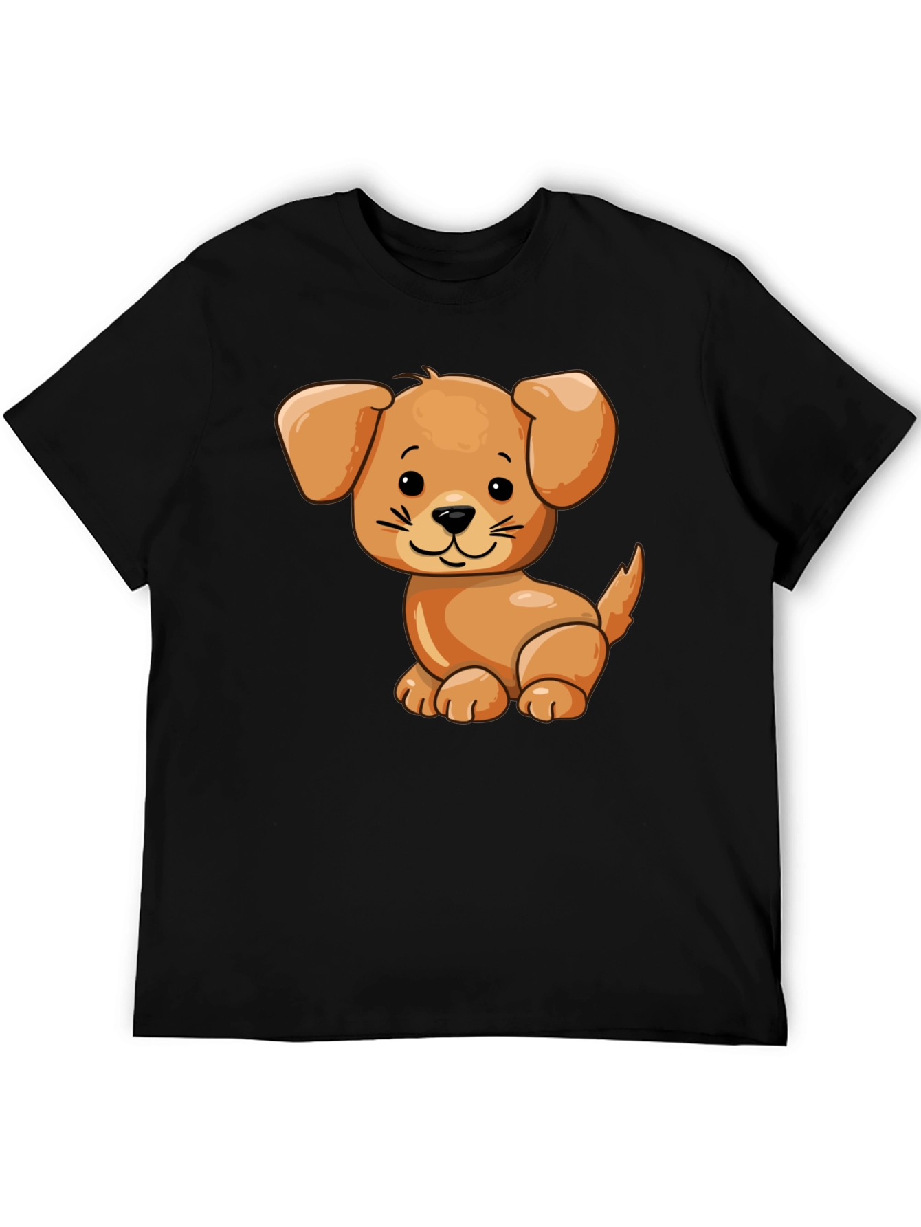 Black Cute Cartoon Dog Black T-Shirt view 5