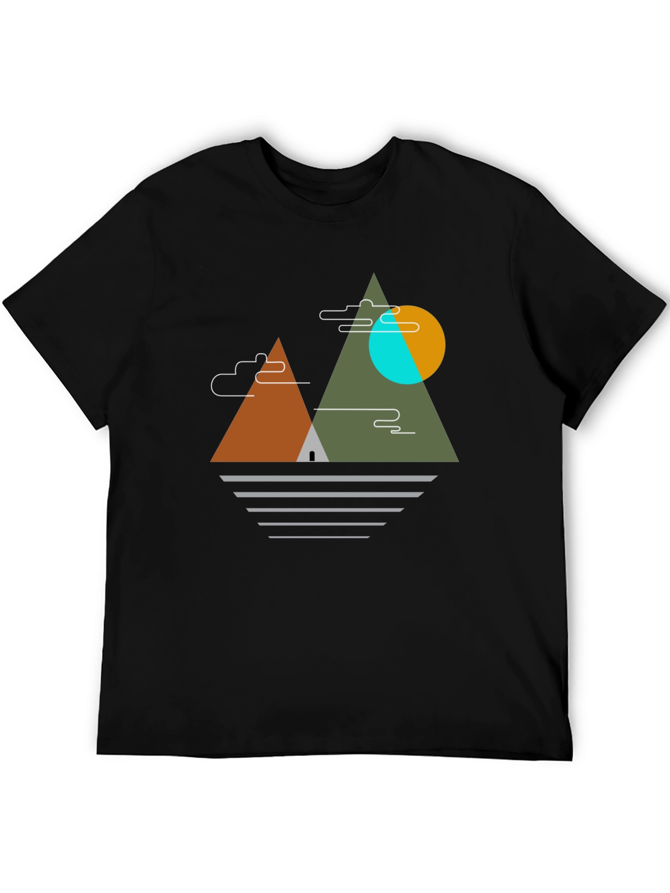 Black Geometric Mountain Graphic Tee - Black view 5
