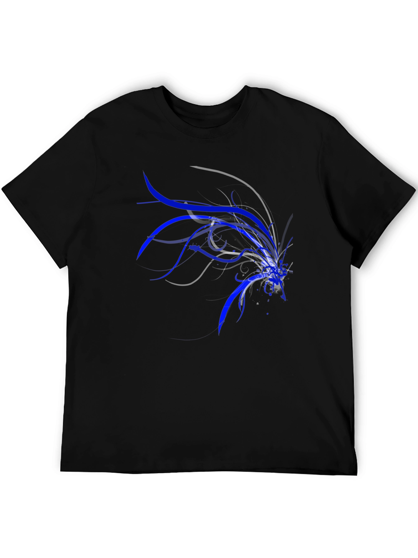 Abstract Blue Graphic Tee - Men's Black T-Shirt - 5