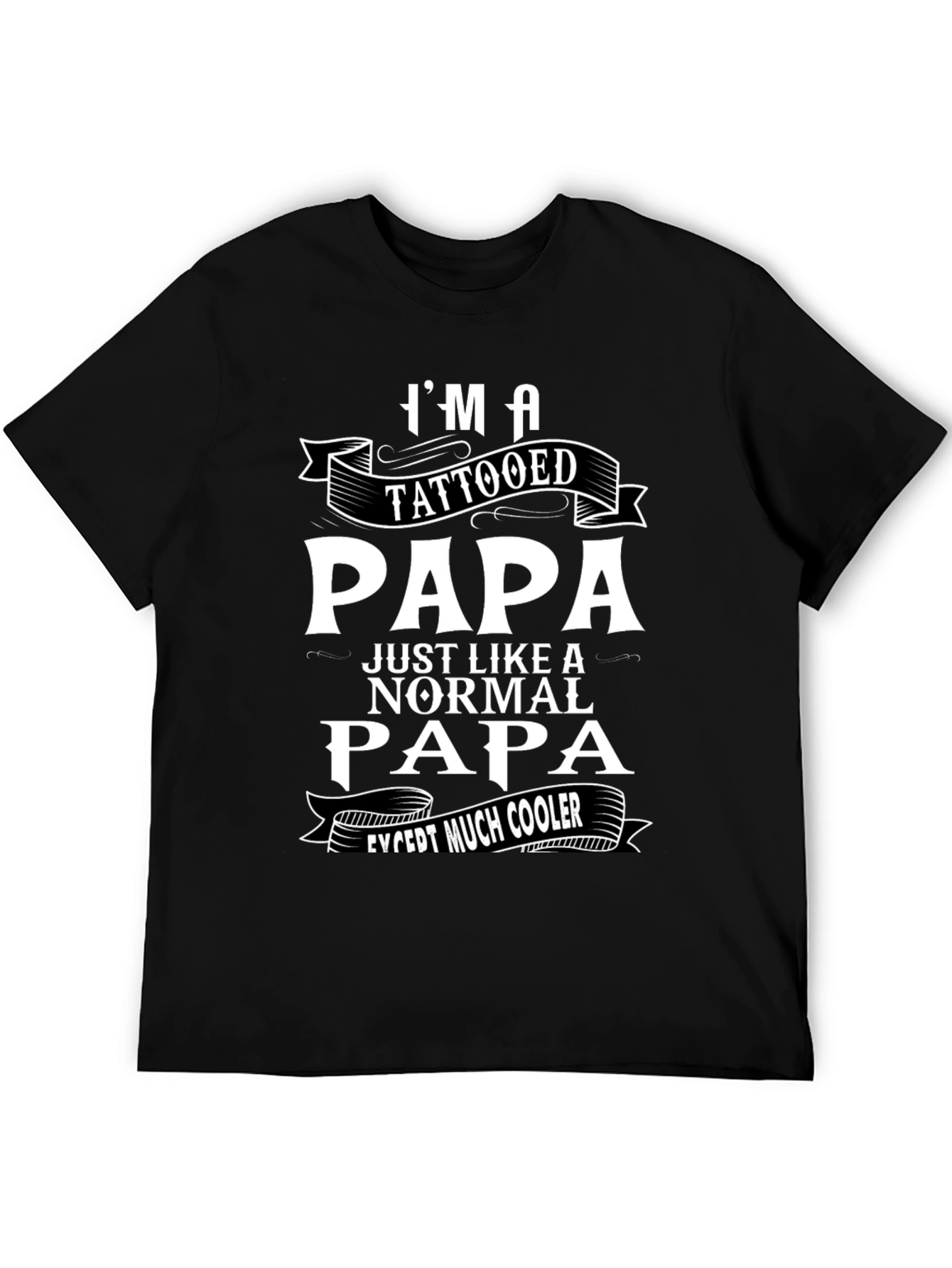 Black Tattooed Papa Graphic T-Shirt - Cool Dad Tee view 5