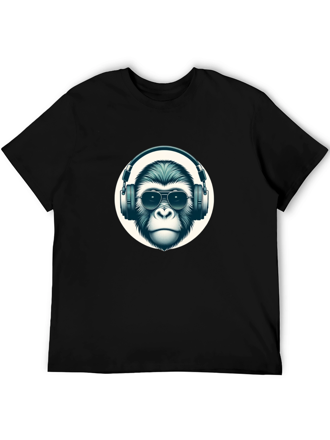 Black Cool Ape Graphic Tee - Black Cotton T-Shirt view 5