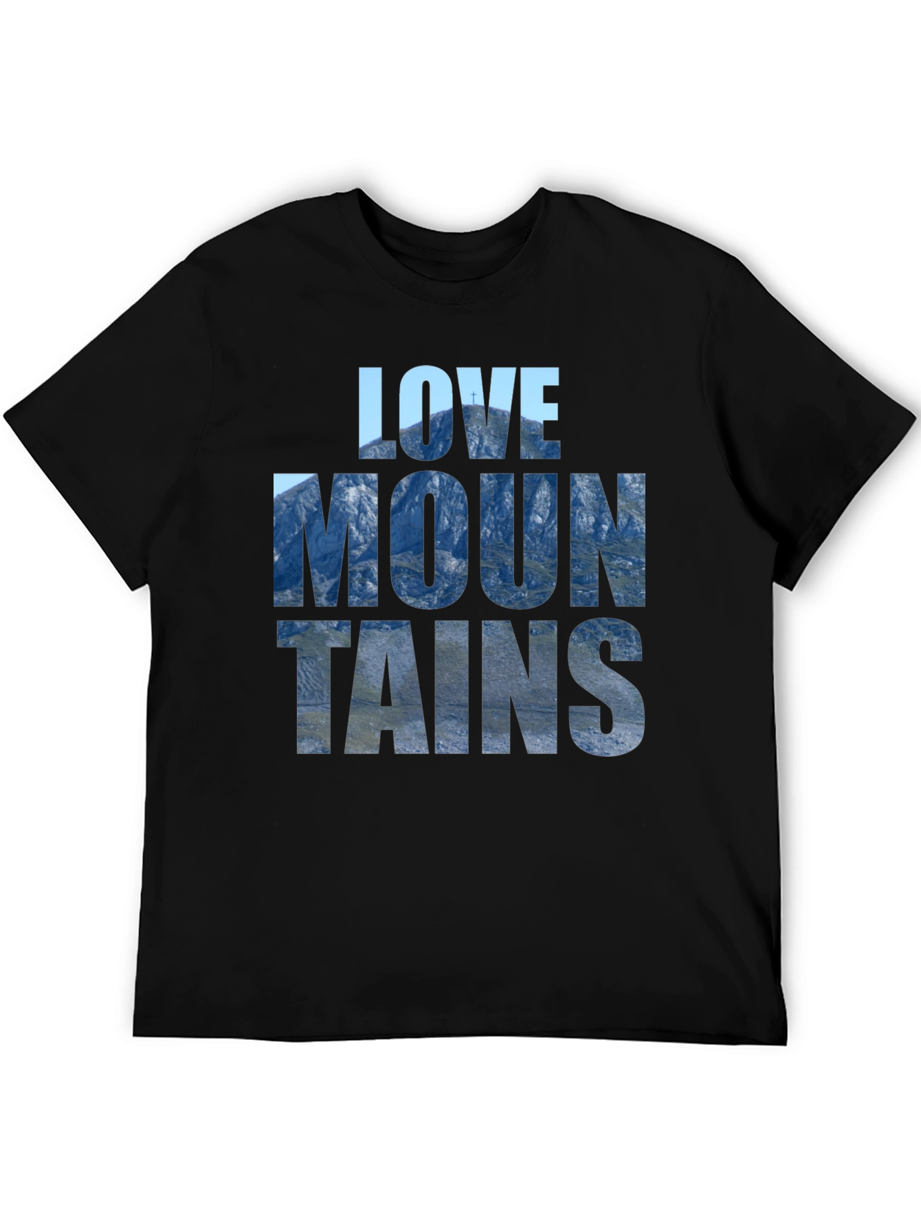 Black Love Mountains Graphic Tee - Nature Inspired Black T-Shirt view 5