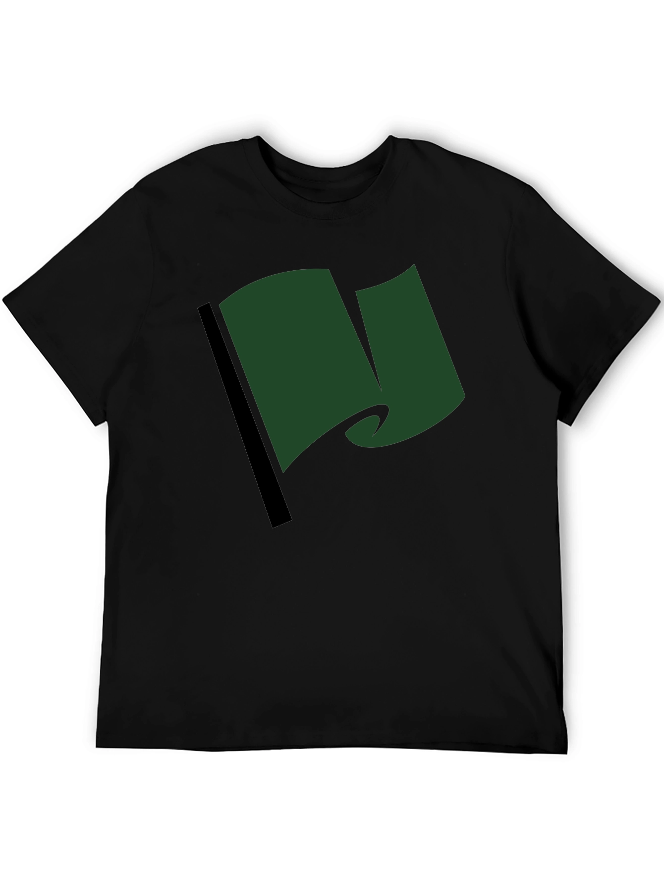 Black Green Flag Graphic Tee - Casual Black T-Shirt view 5