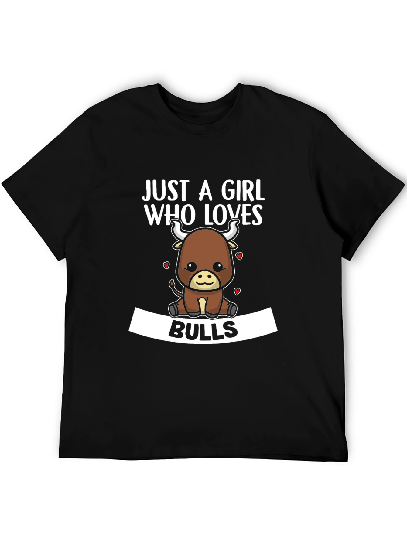 Black Just A Girl Who Loves Bulls T-Shirt view 5