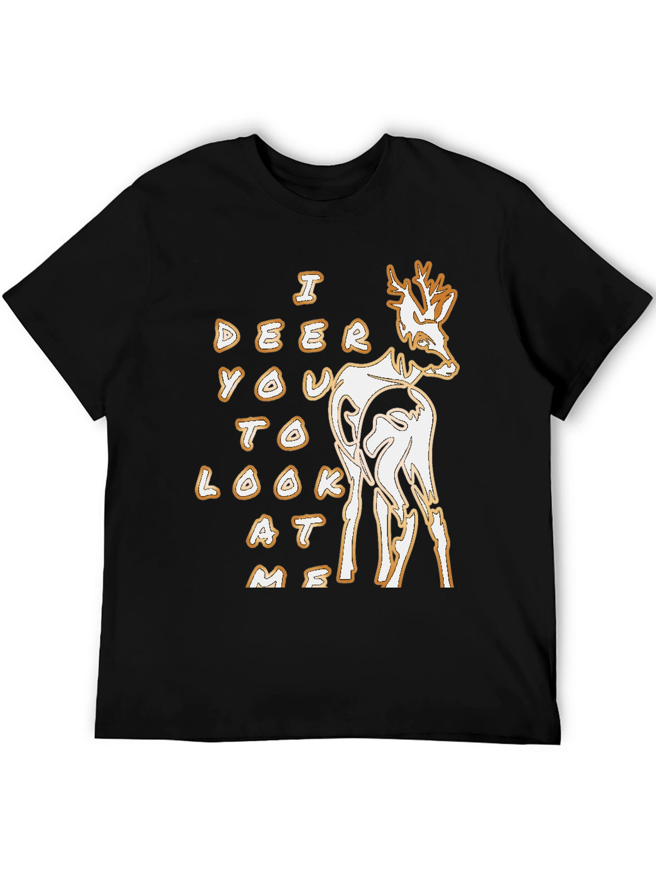 Black Deer Graphic Tee - 'I Deer You To Look At Me' Black T-Shirt view 5