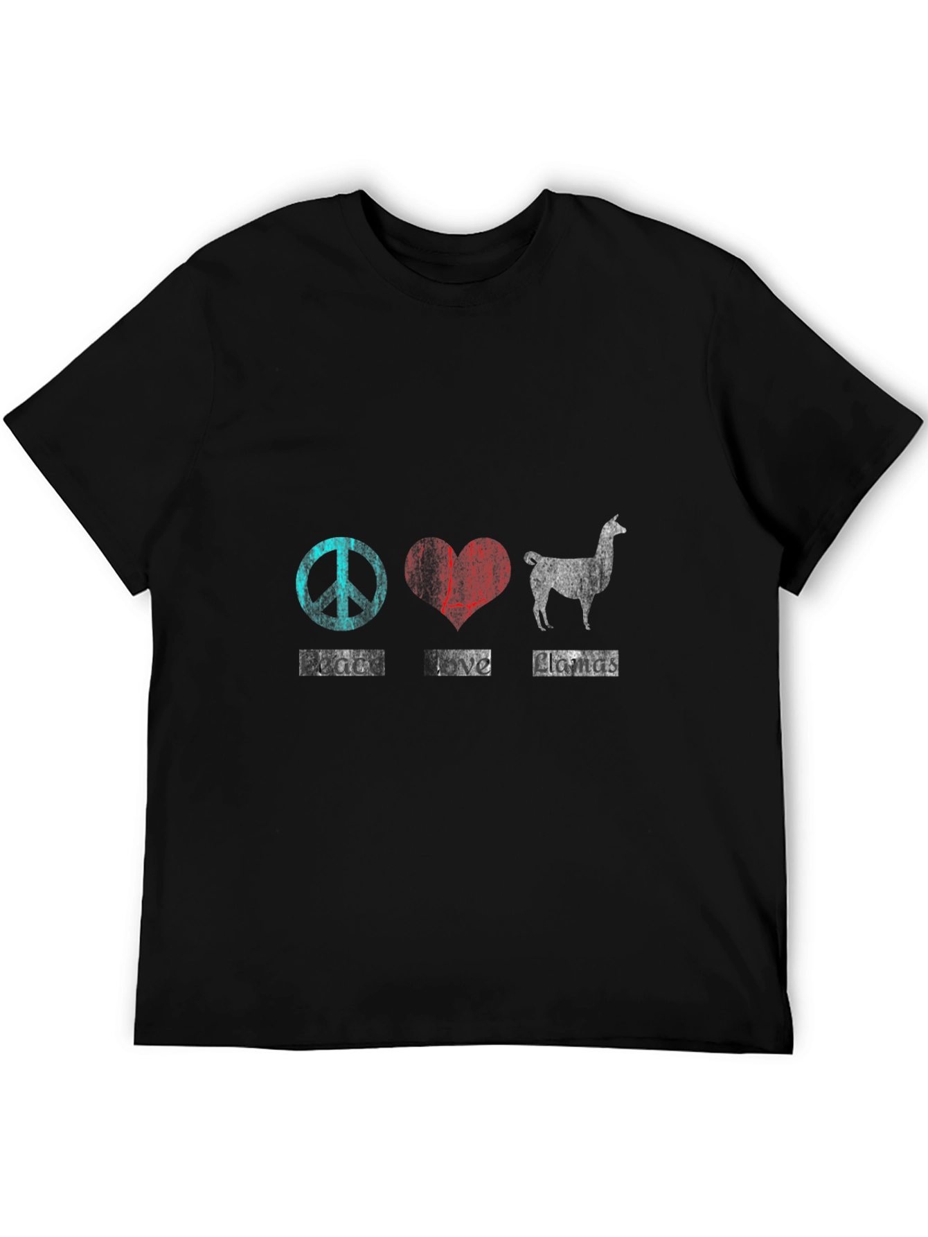Black Peace Love Llamas T-Shirt Black Cotton view 5