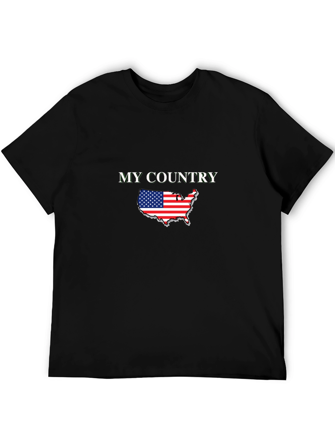 Black My Country USA Flag Map Patriotic T-Shirt view 5